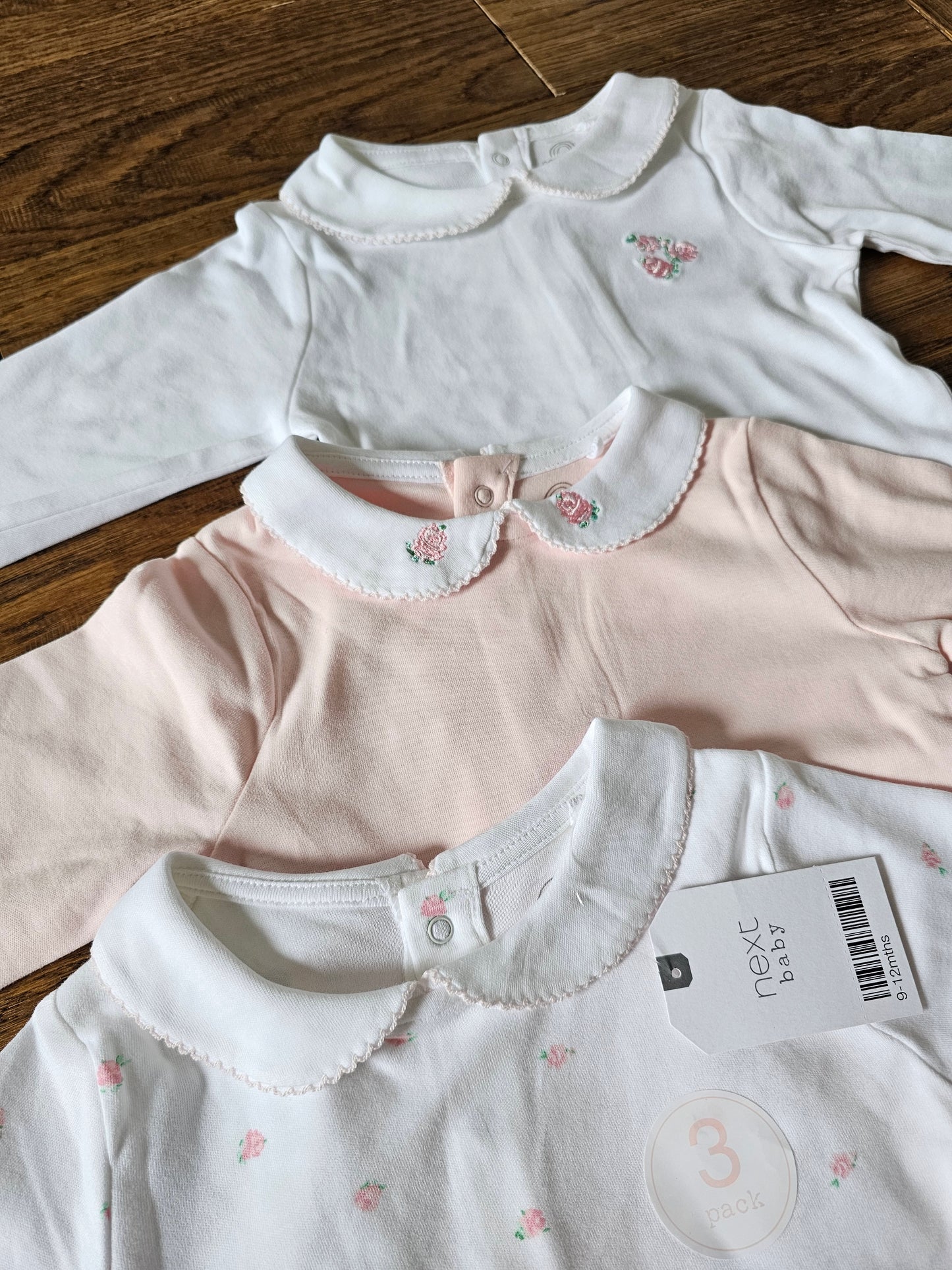 Next 3x Collared Floral Bodysuits 6-9 Months, 9-12 Months, 12-18 Months, 18-24 Months