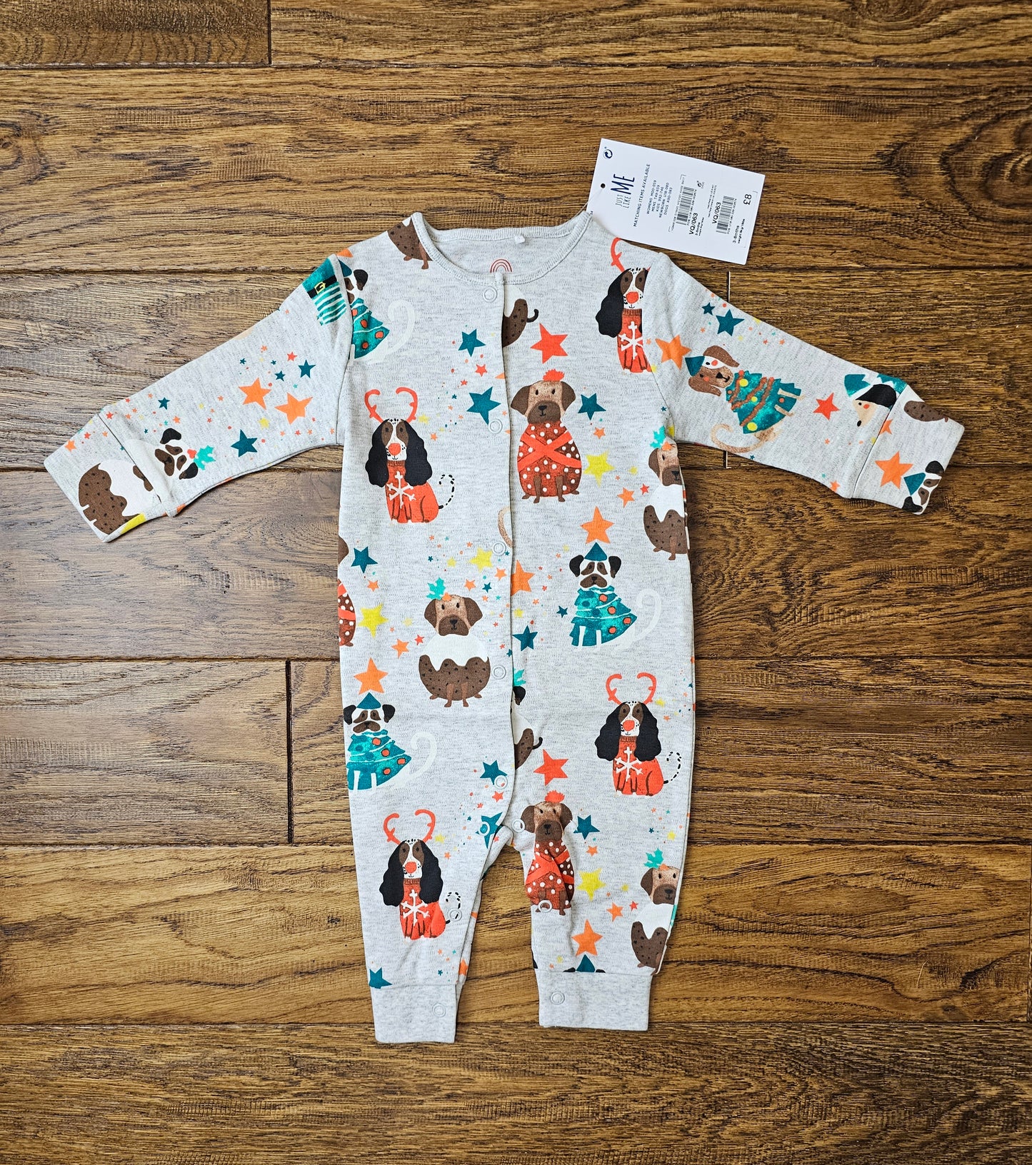 Next Christmas Dog Sleepsuit 0-1 Month, 0-3 Months, 3-6 Months