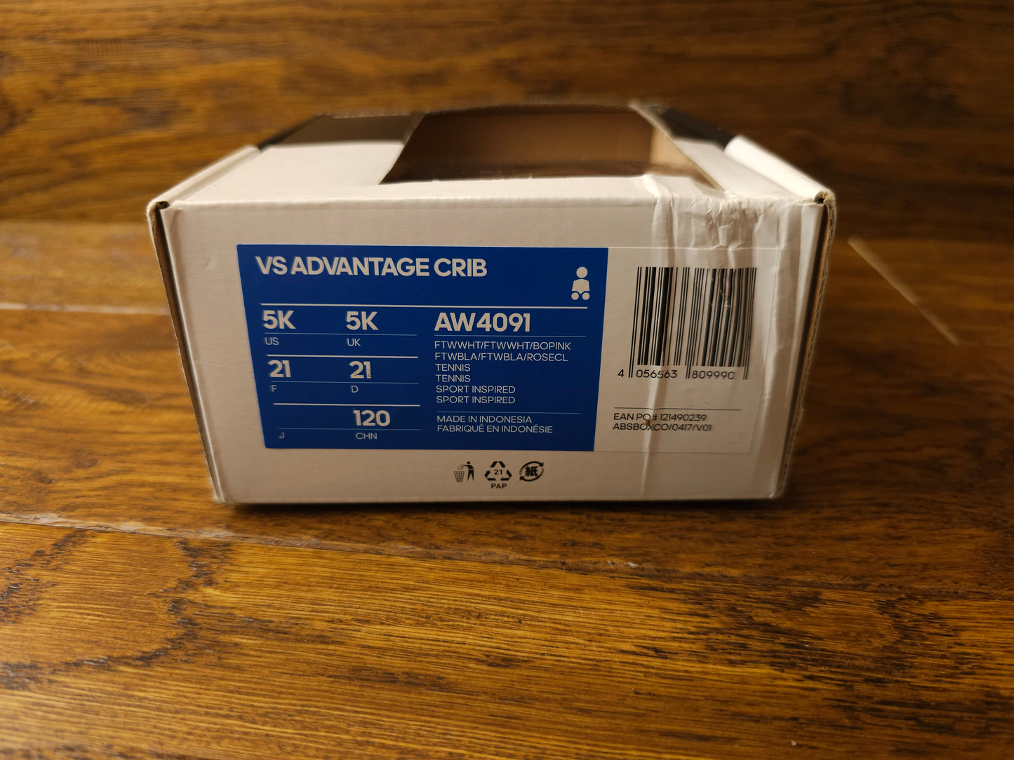Adidas Vs Advantage Crib Shoes UK 5 Infant