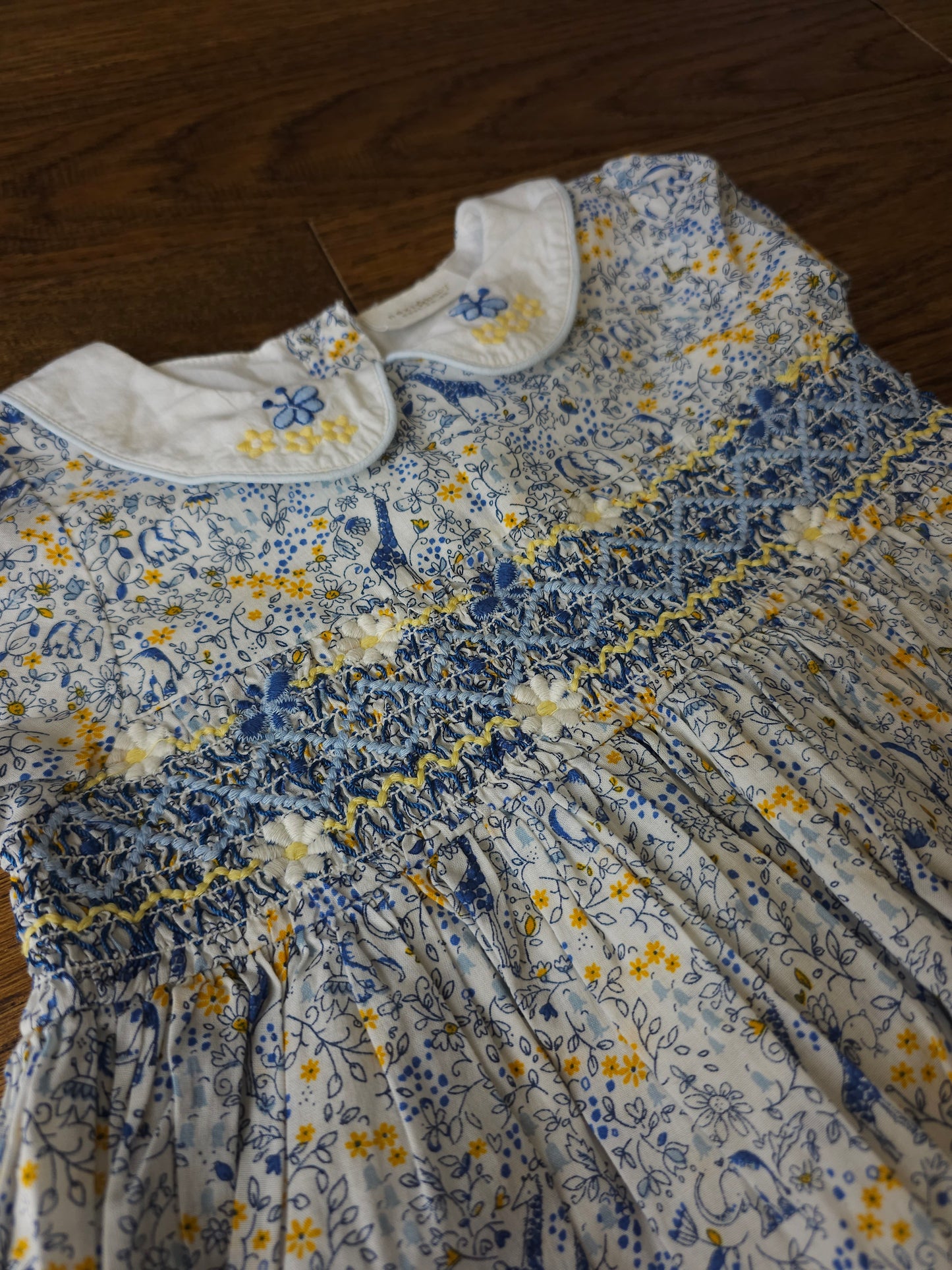 Next Floral Elephant Giraffe Collared Dress and Bloomers Set