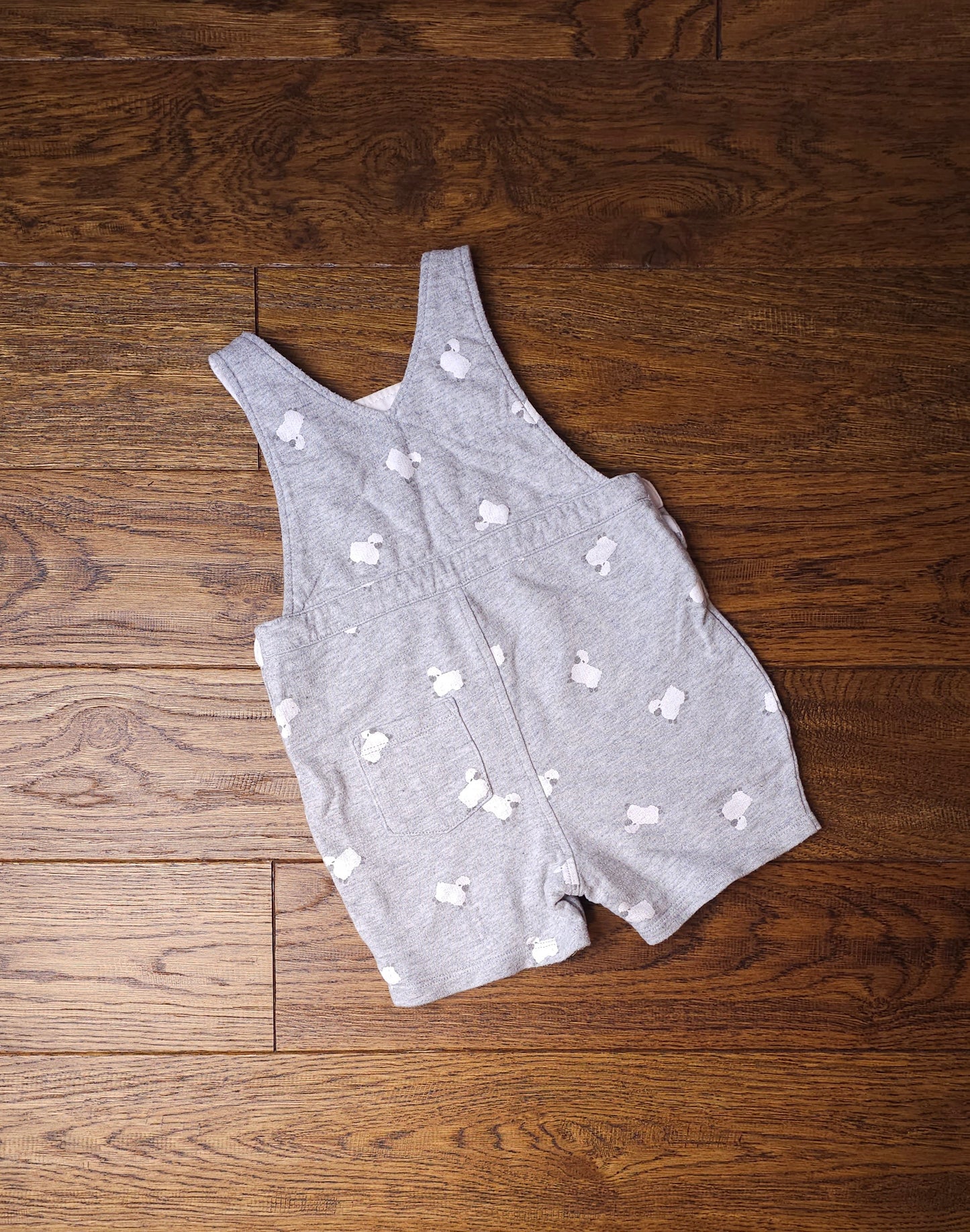 The White Company 100% Cotton Shortie Sheep Dungarees 9-12 Months