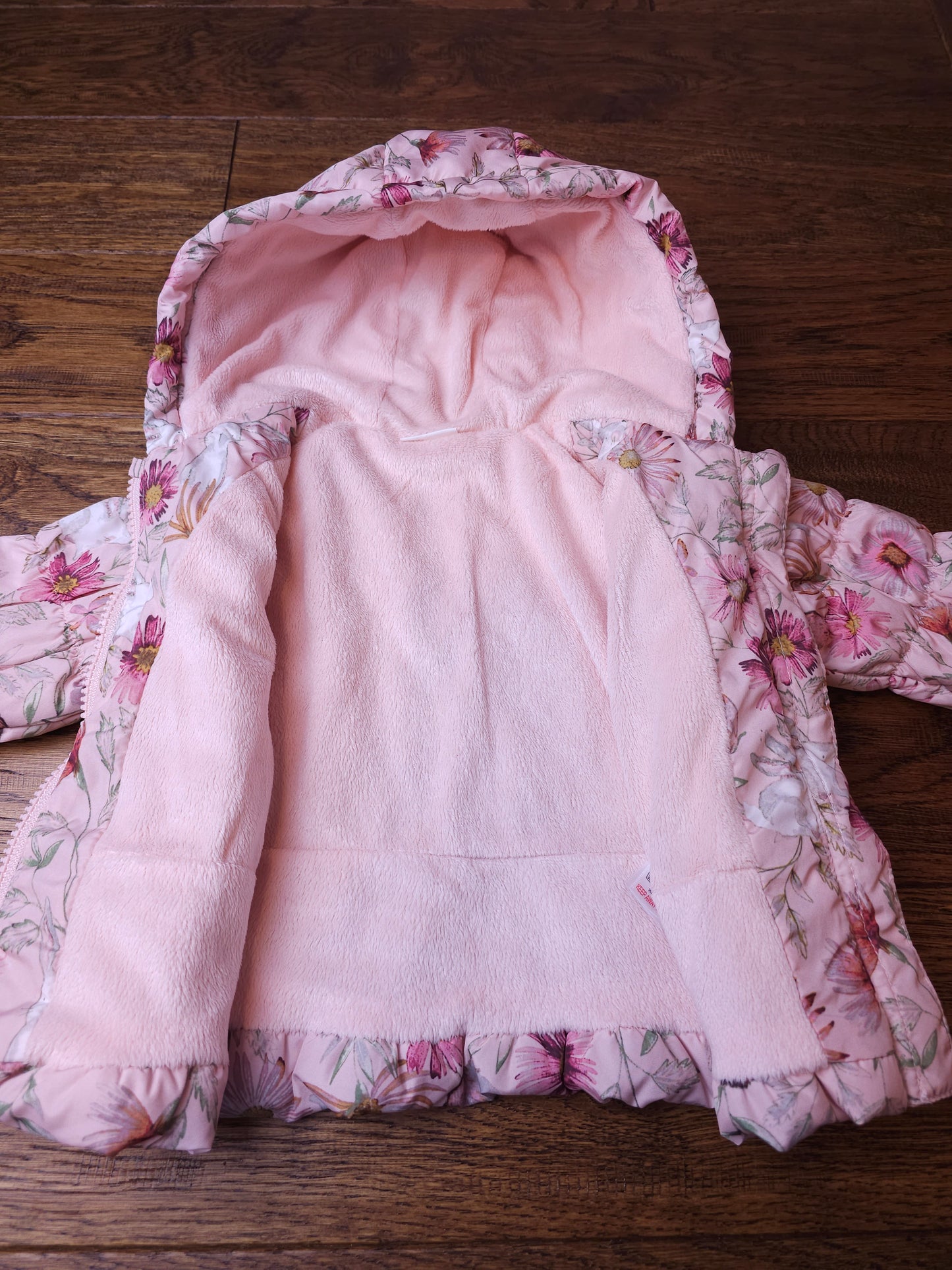 Next Floral Rabbit Hedgehog Fleece Lined Coat Jacket 3-6 Months, 6-9 Months