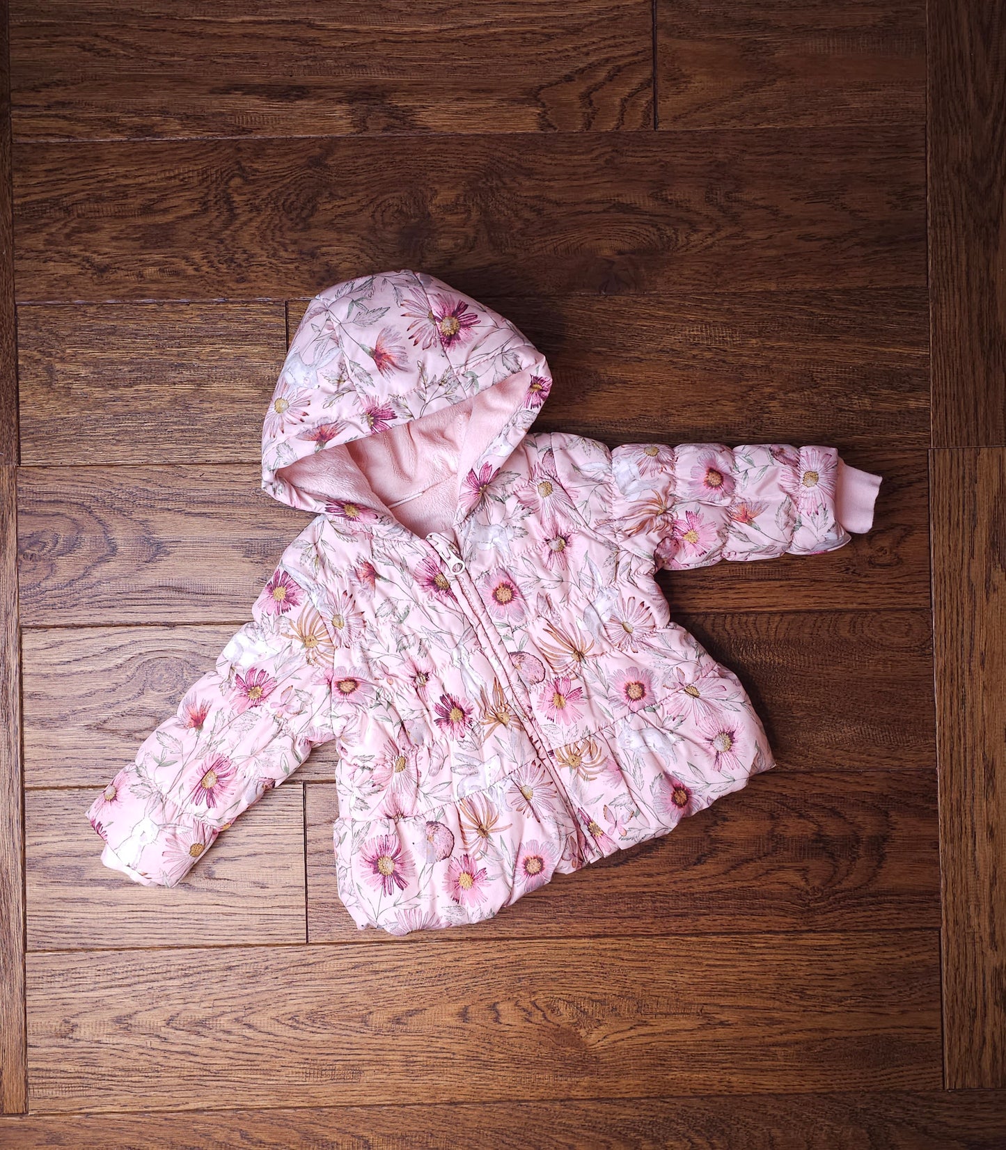 Next Floral Rabbit Hedgehog Fleece Lined Coat Jacket 3-6 Months, 6-9 Months