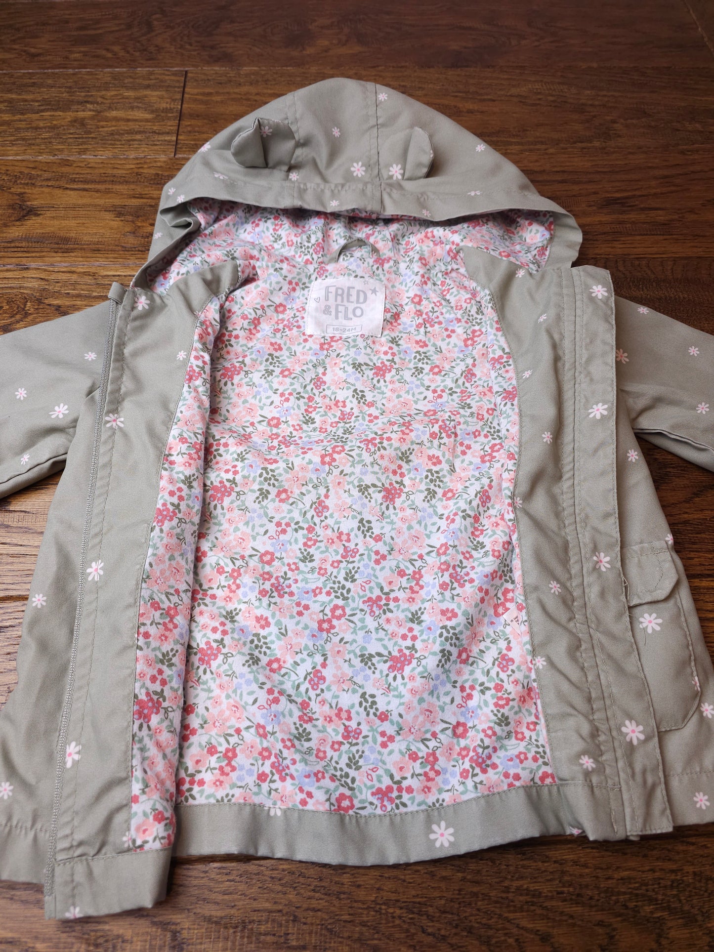 Fred and Flo Hooded Lightweight Lined Daisy Jacket 18-24 Months R