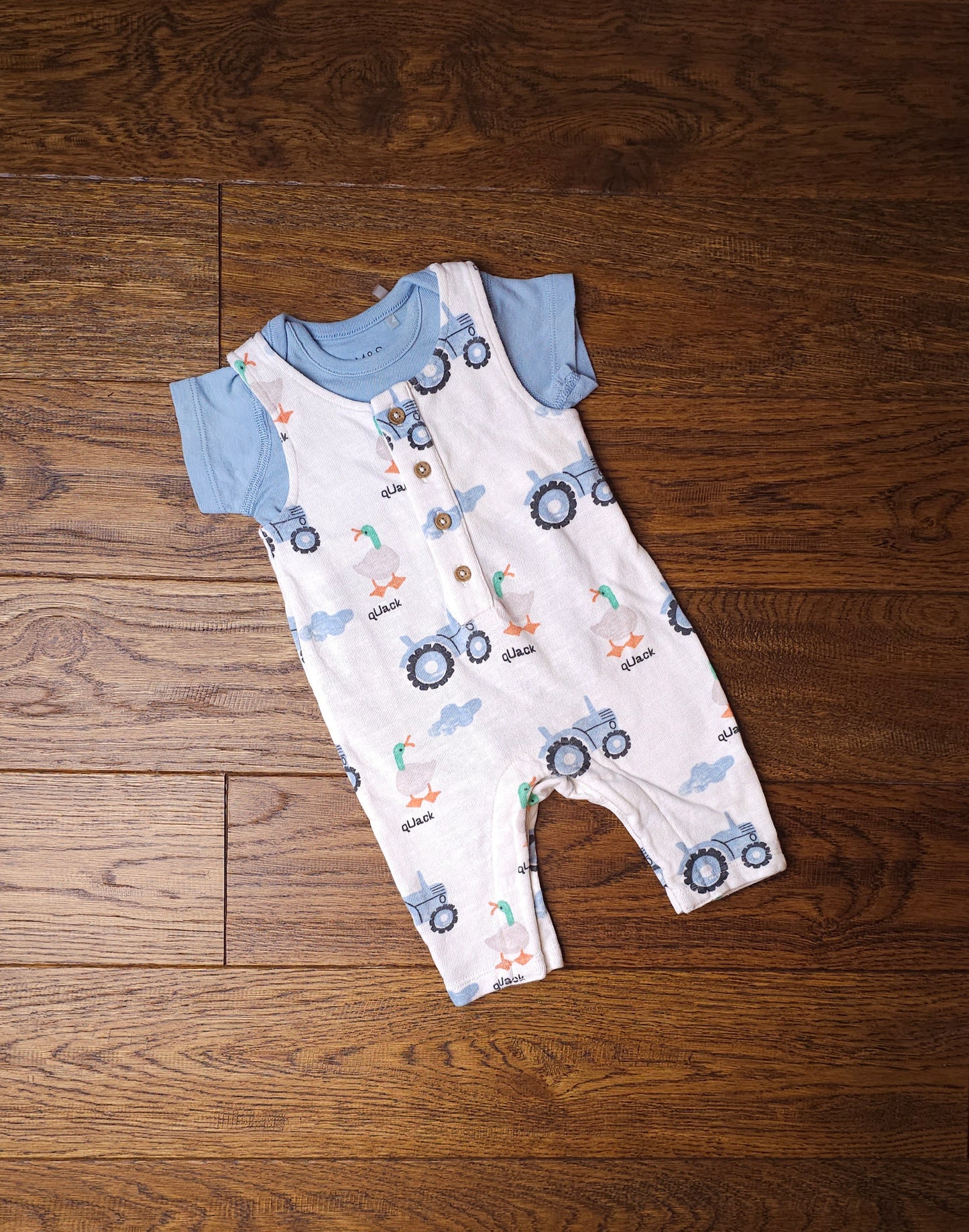 Marks and Spencer Duck Tractor Farm Dungaree Outfit 0-3 Months
