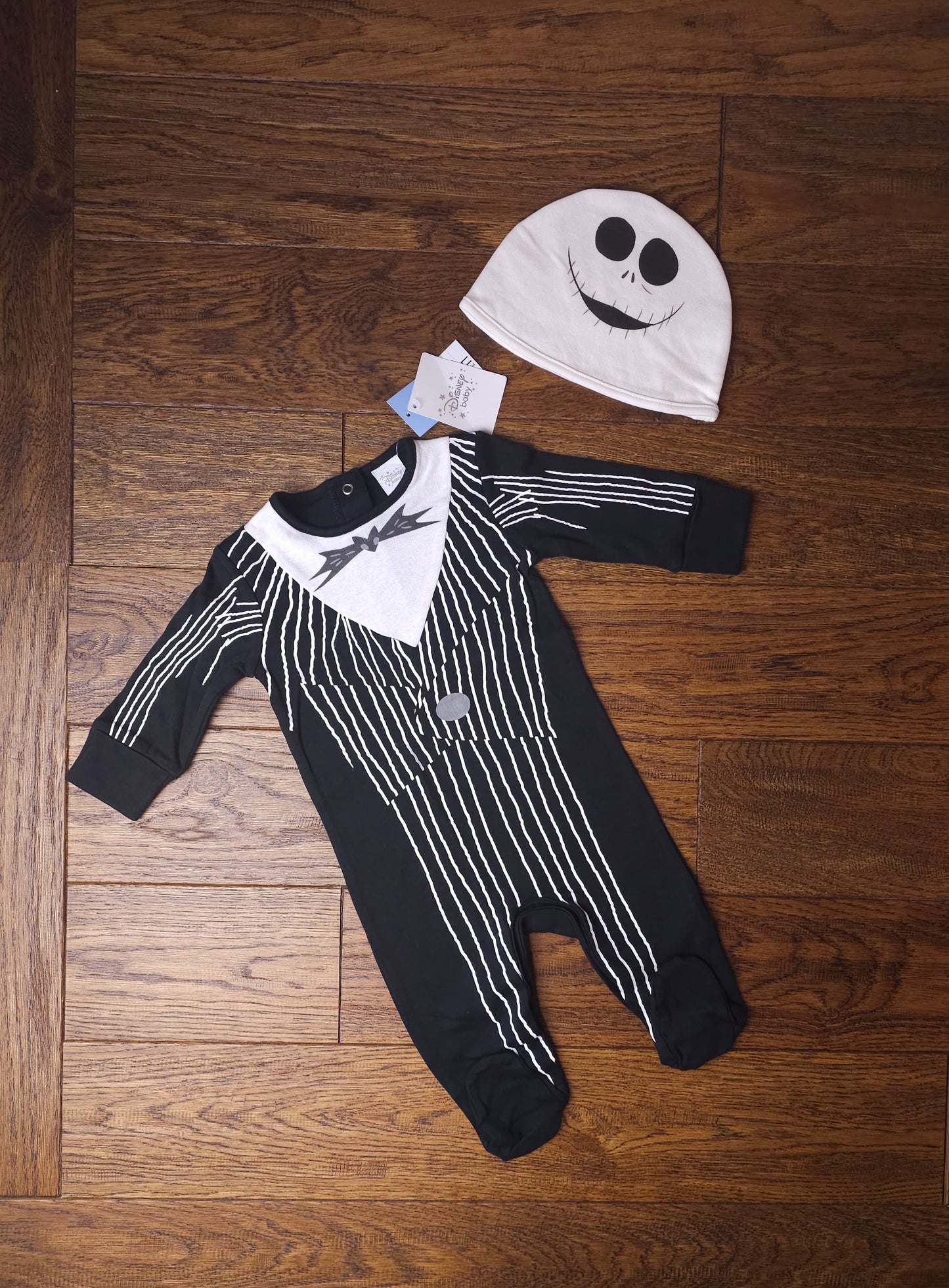 Matalan Disney Nightmare Before Christmas Jack Skellington Sleepsuit Halloween Costume With Matching Hat 0-3 Months, 3-6 Months