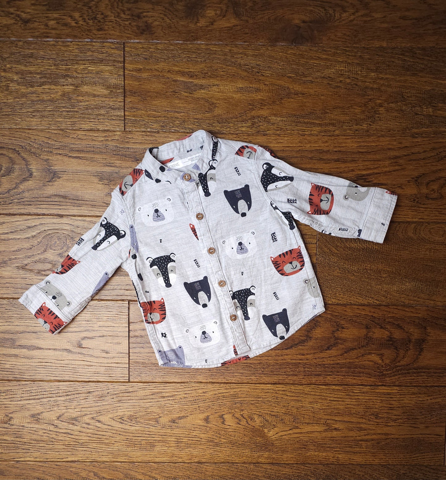 Next Animal Print Grandad Collar Shirt 6-9 Months