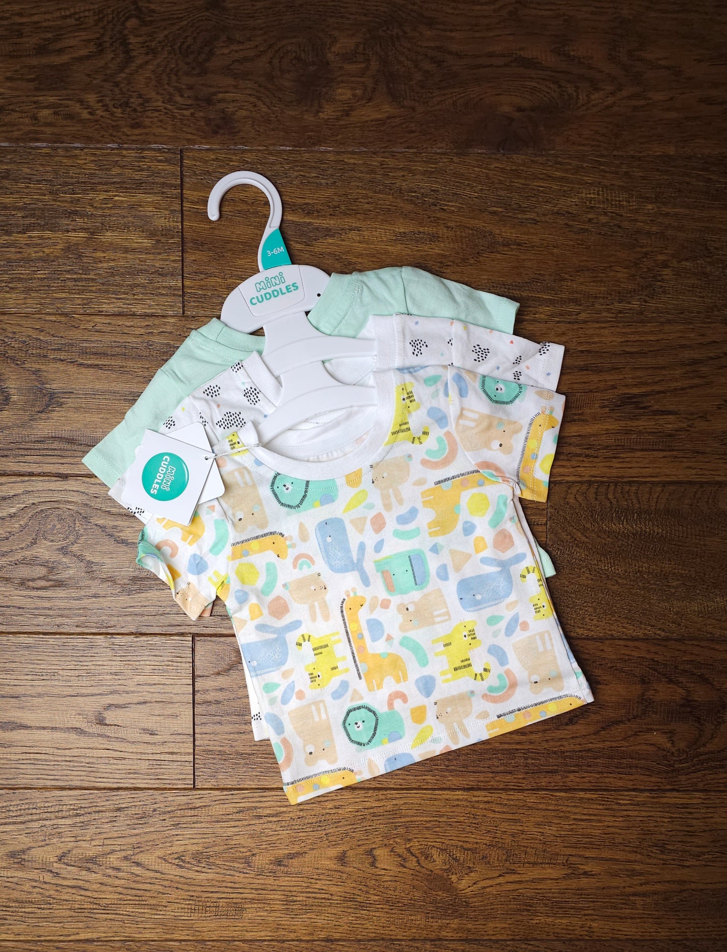 John Lewis Mini Cuddles 3x Animal Print T-Shirts 3-6 Months