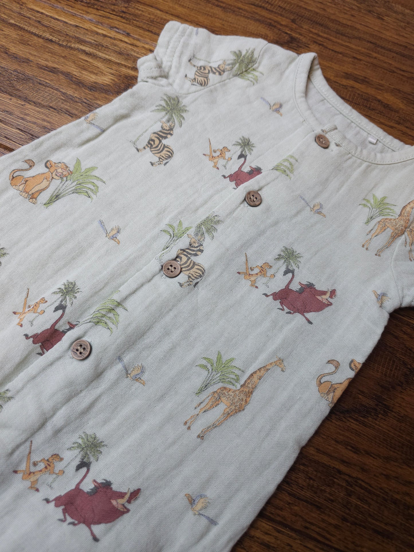 TU Disney Linen Lion King Romper 100% Cotton 0-3 Months