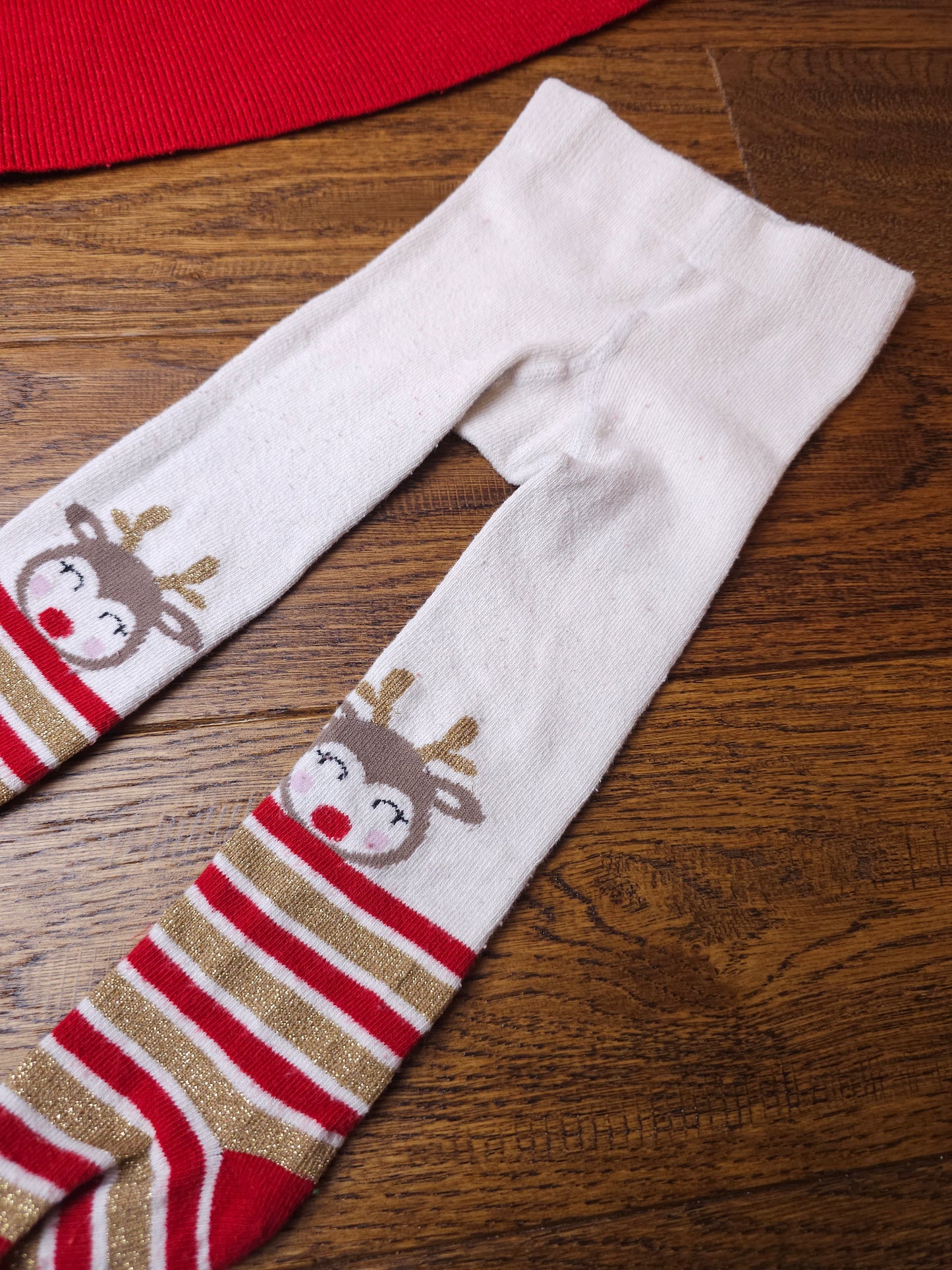 Fred and Flo Christmas Dress and Rudolph Tights 3-6 Months