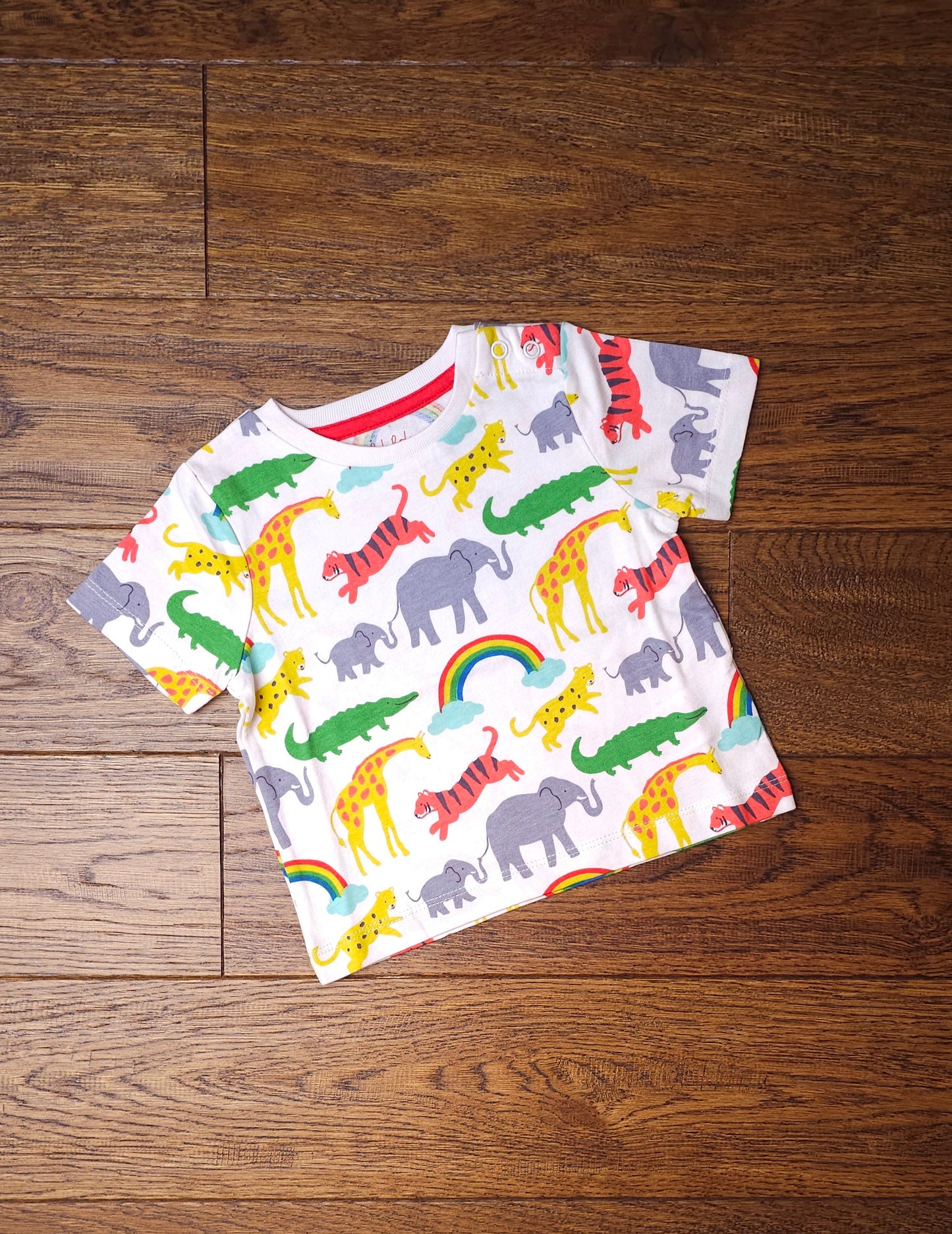 Boden Rainbow Safari Animal T-Shirt 0-3 Months, 3-6 Months, 6-9 Months, 9-12 Months, 12-18 Months, 18-24 Months