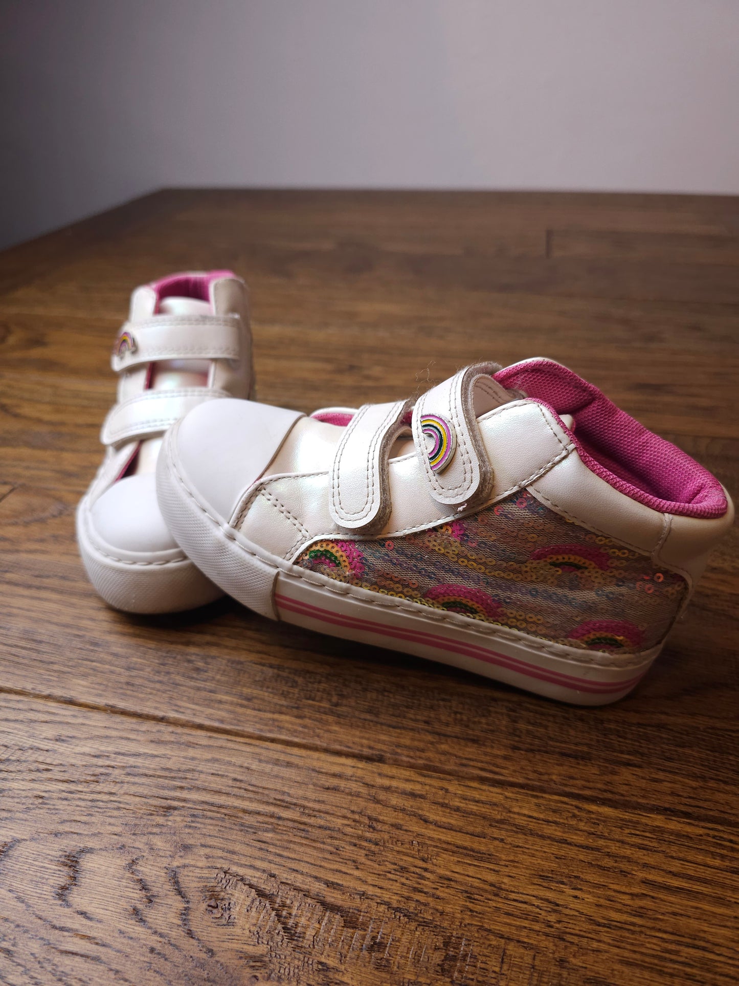 George Rainbow Sequin Velcro Trainers UK 11 Child M