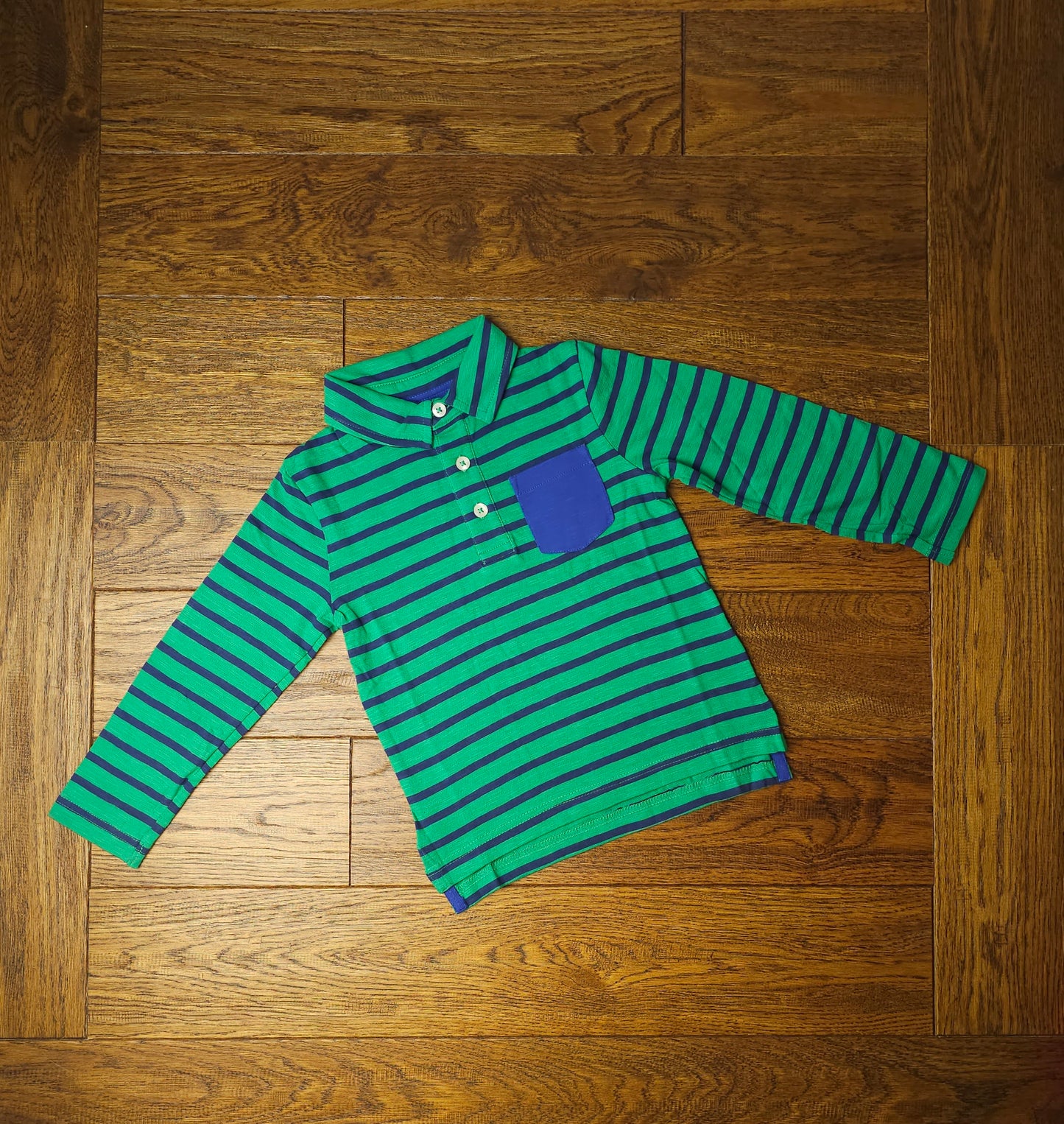 Boden Stripe Pocket Long Sleeve Polo Shirt Top 3-4 Years, 5-6 Years, 6-7 Years, 7-8 Years