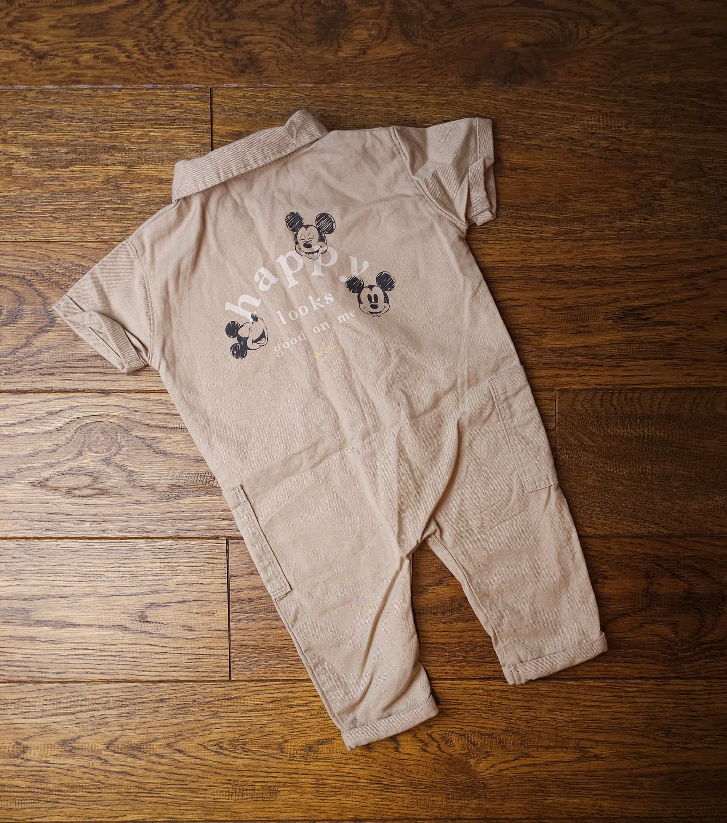 George Disney Mickey Mouse Boiler Suit Style Romper with Back Motif 0-3 Months