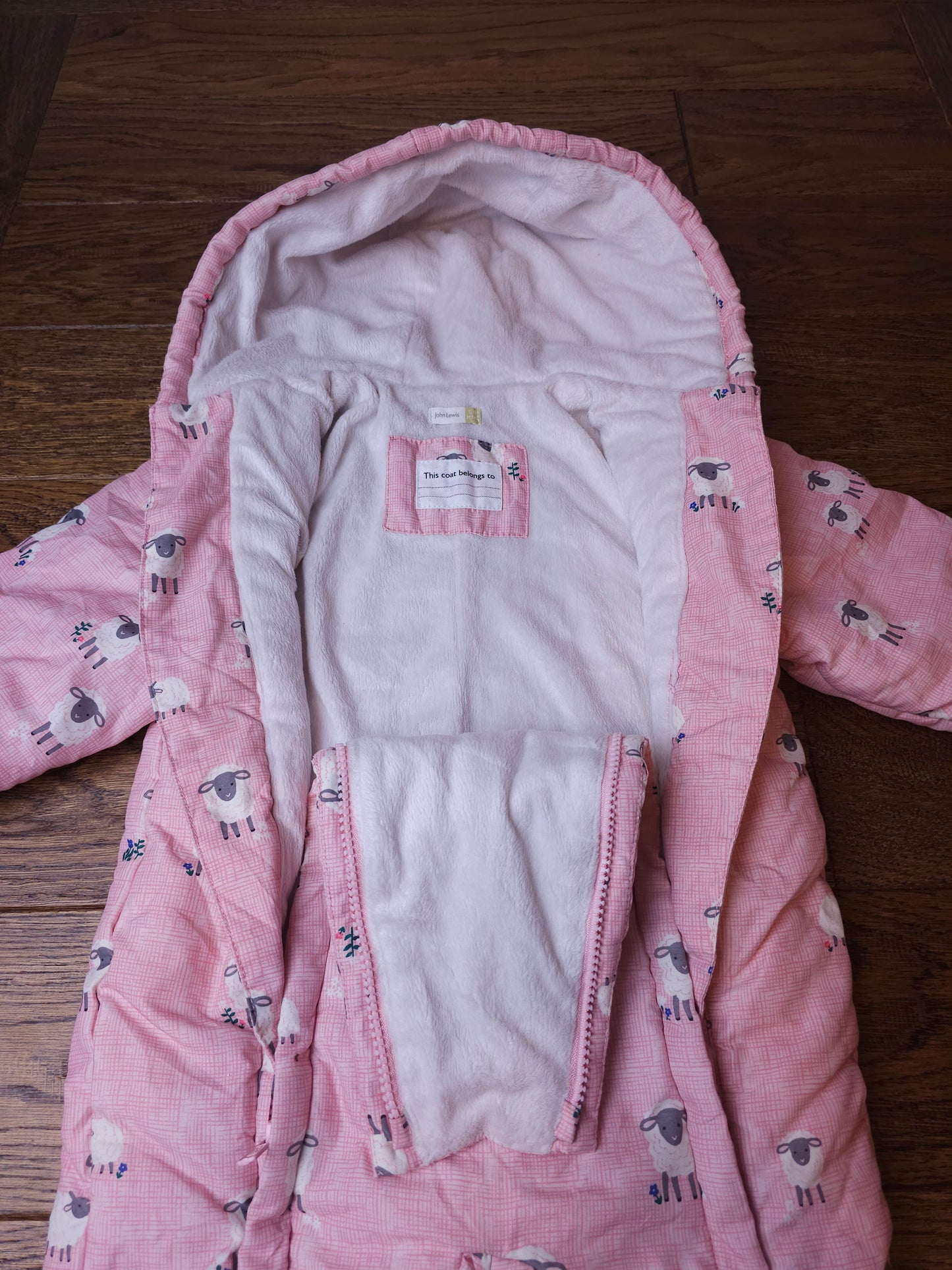 John Lewis Sheep Pramsuit with Mittens 12-18 Months
