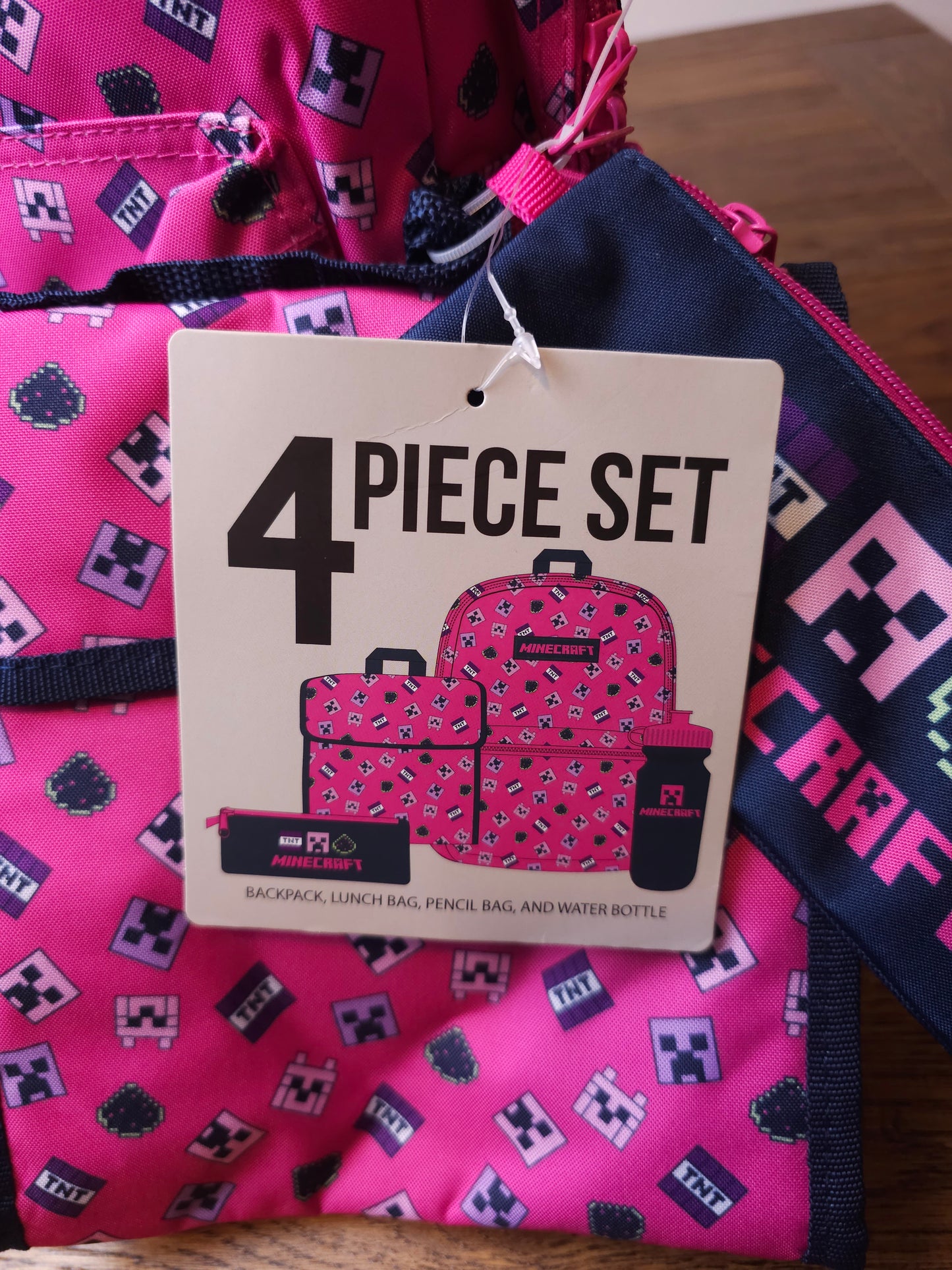 Official Minecraft Backpack Bag, Insulated Lunch Bag, Pencil Case and Water Bottle Set