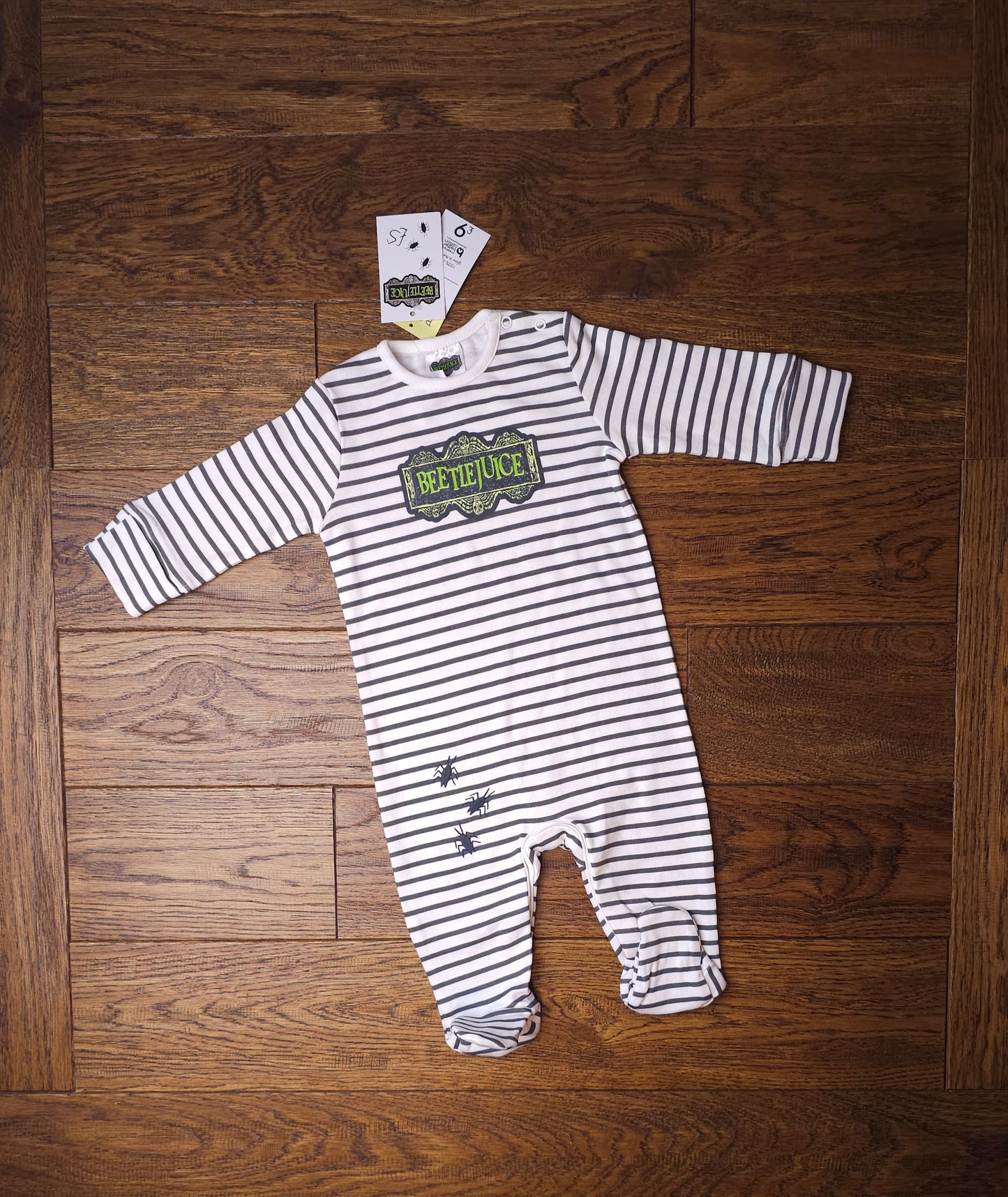 Matalan Beetlejuice Halloween Bodysuit Sleepsuit Costume 0-3 Months, 3-6 Months