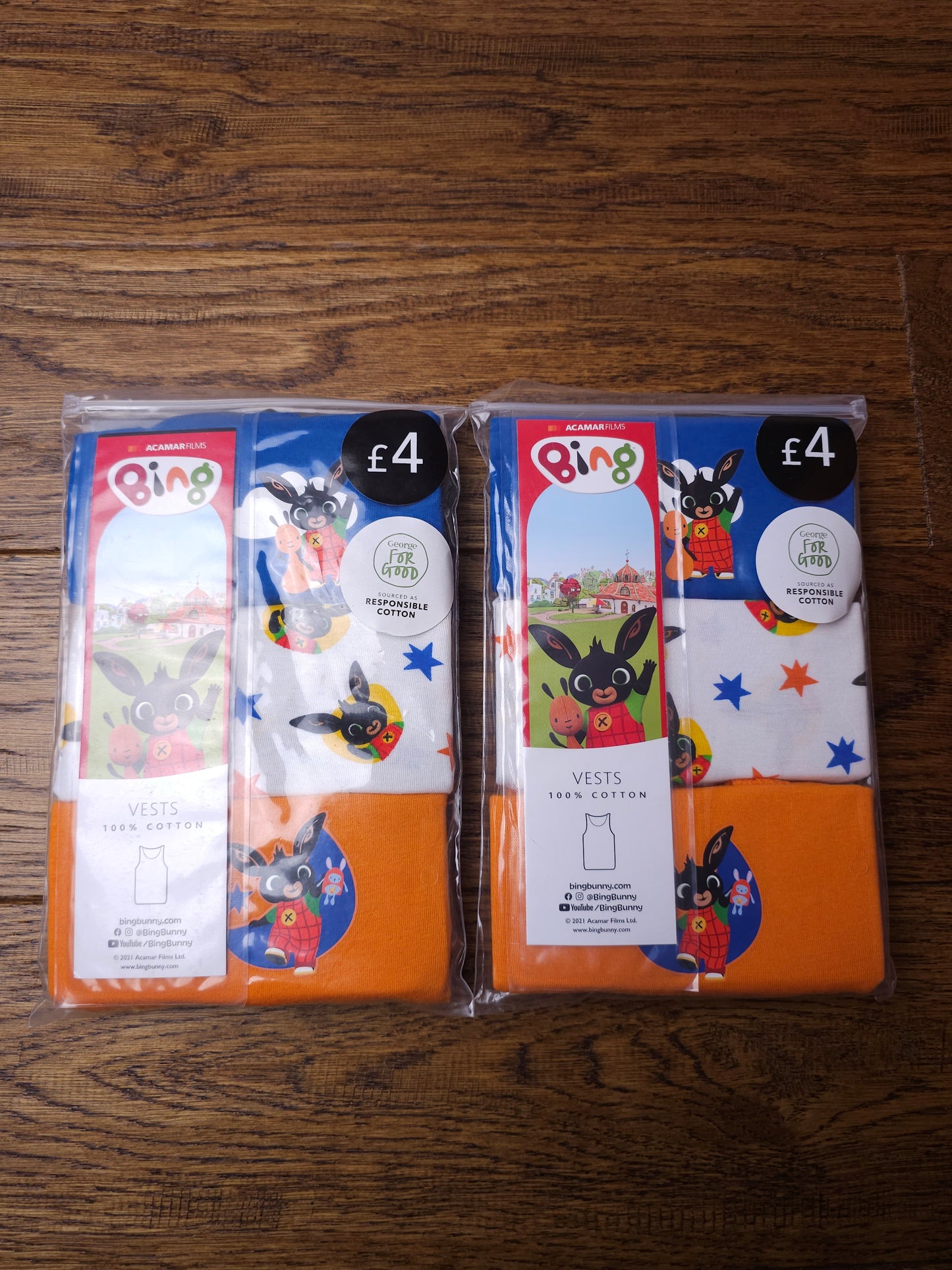 6x George Bing Vests 12-18 Months, 18-24 Months, 2-3 Years, 3-4 Years, 4-5 Years