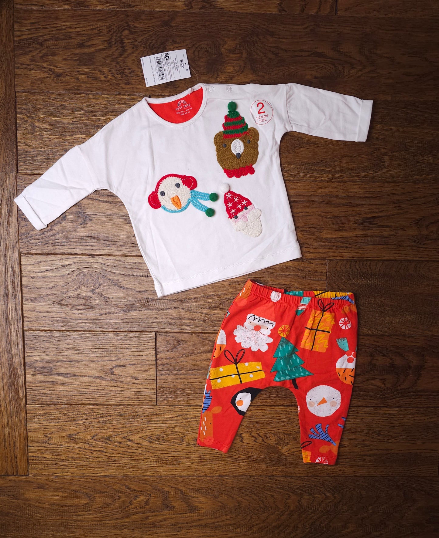 Next Knitted Patch Christmas Top And Leggings Outfit Set 0-3 Months