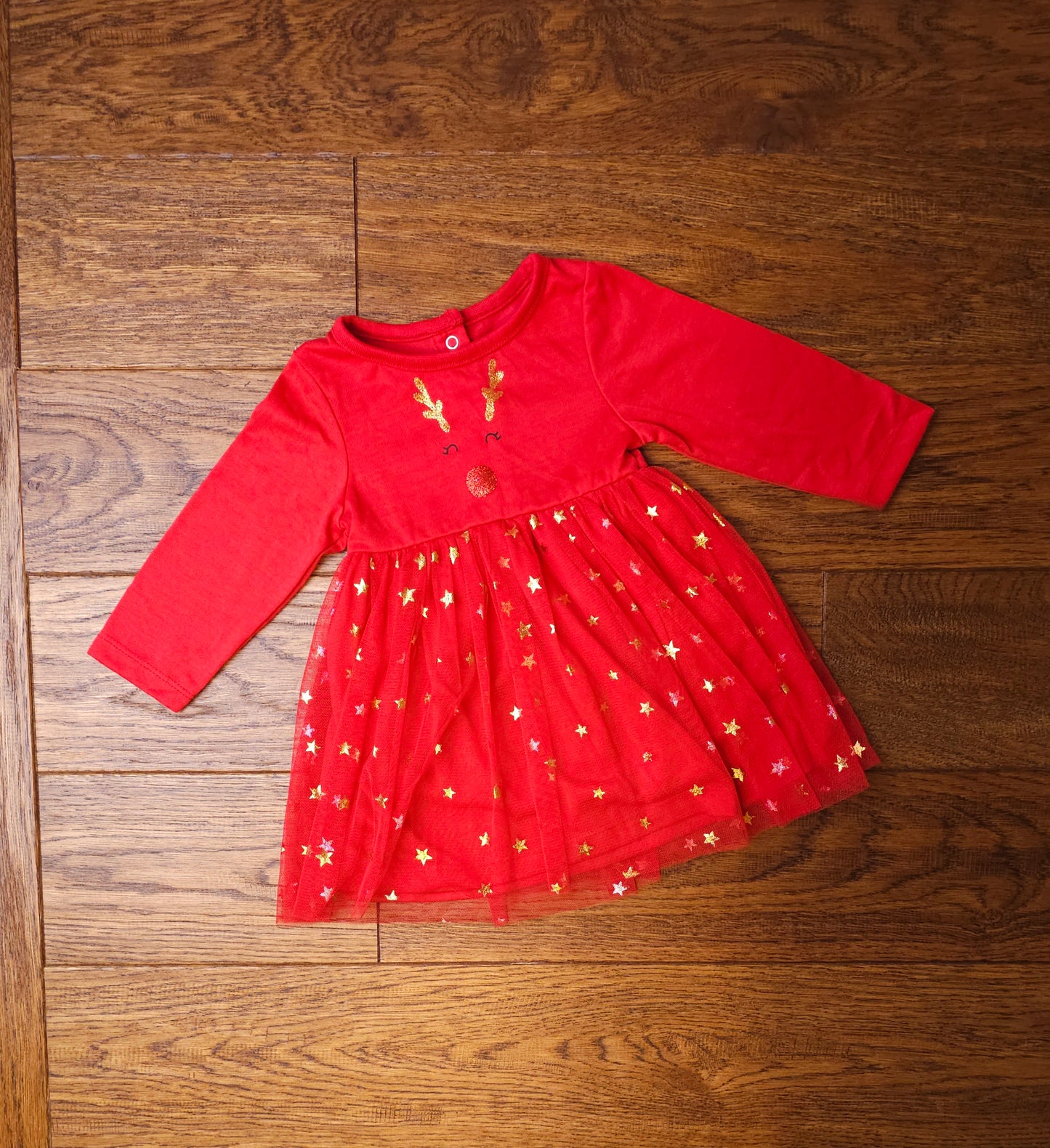 Peacocks Rudolph Reindeer Christmas Dress 0-3 Months
