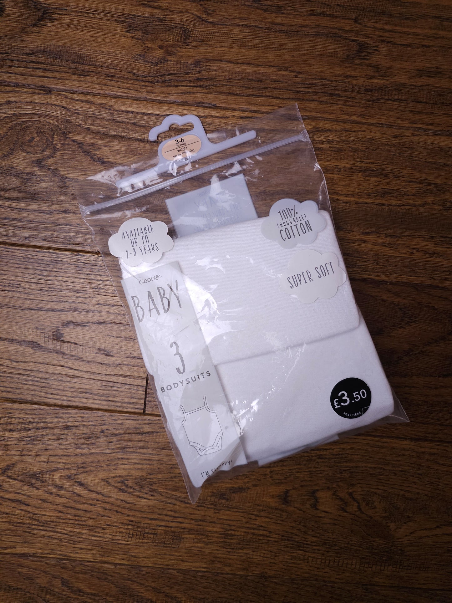 George 2x Strappy Baby Bodysuits 3-6 Months.