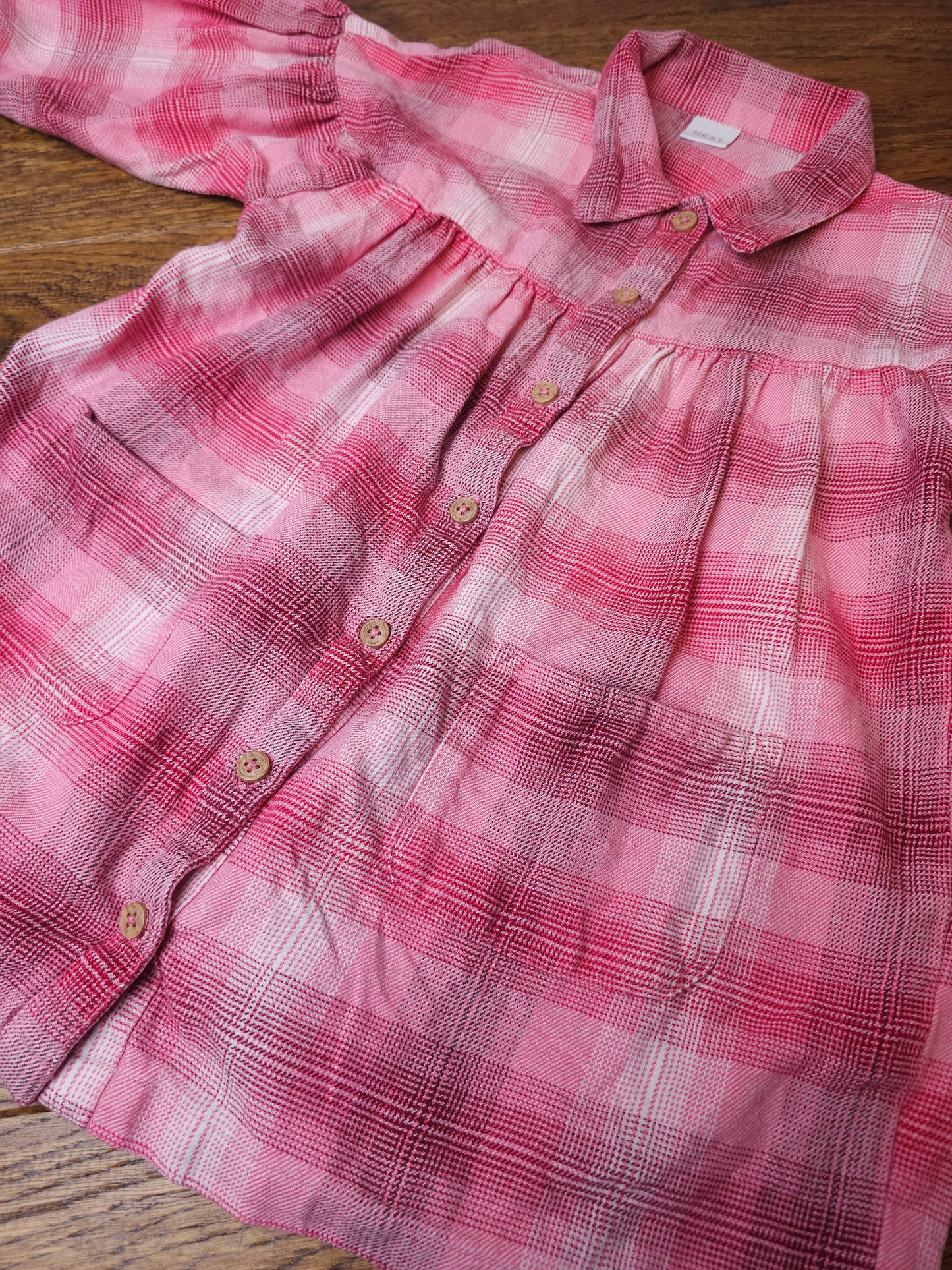 Next 100% Cotton Plaid Collared Dress 2-3 Years