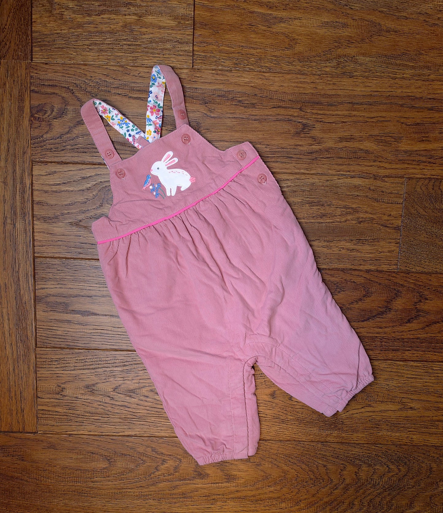 John Lewis Embroidered Cord Rabbit Dungarees 3-6 Months.