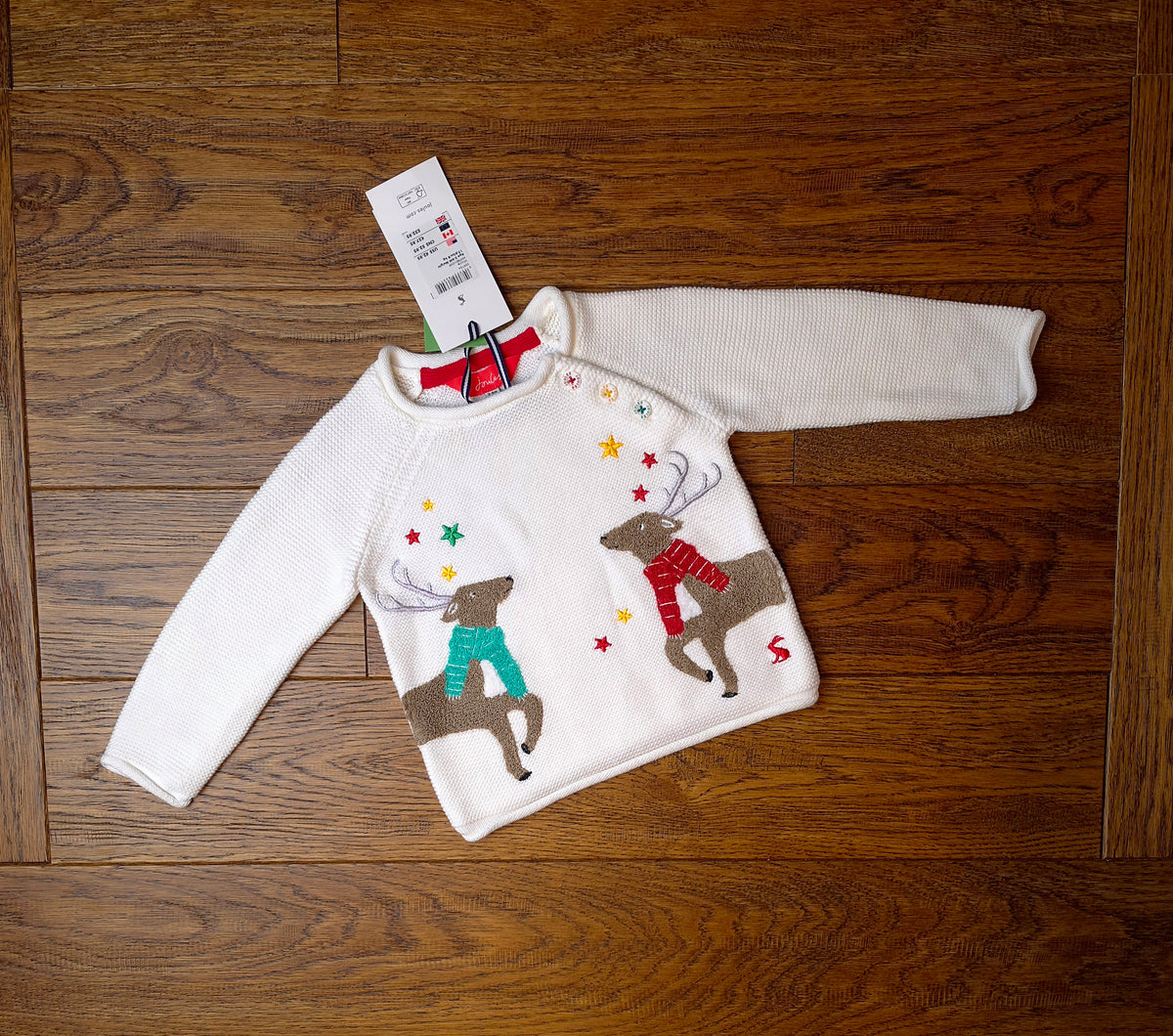 Joules Reindeer Christmas Jumper 3-6 Months RRP £32.95.