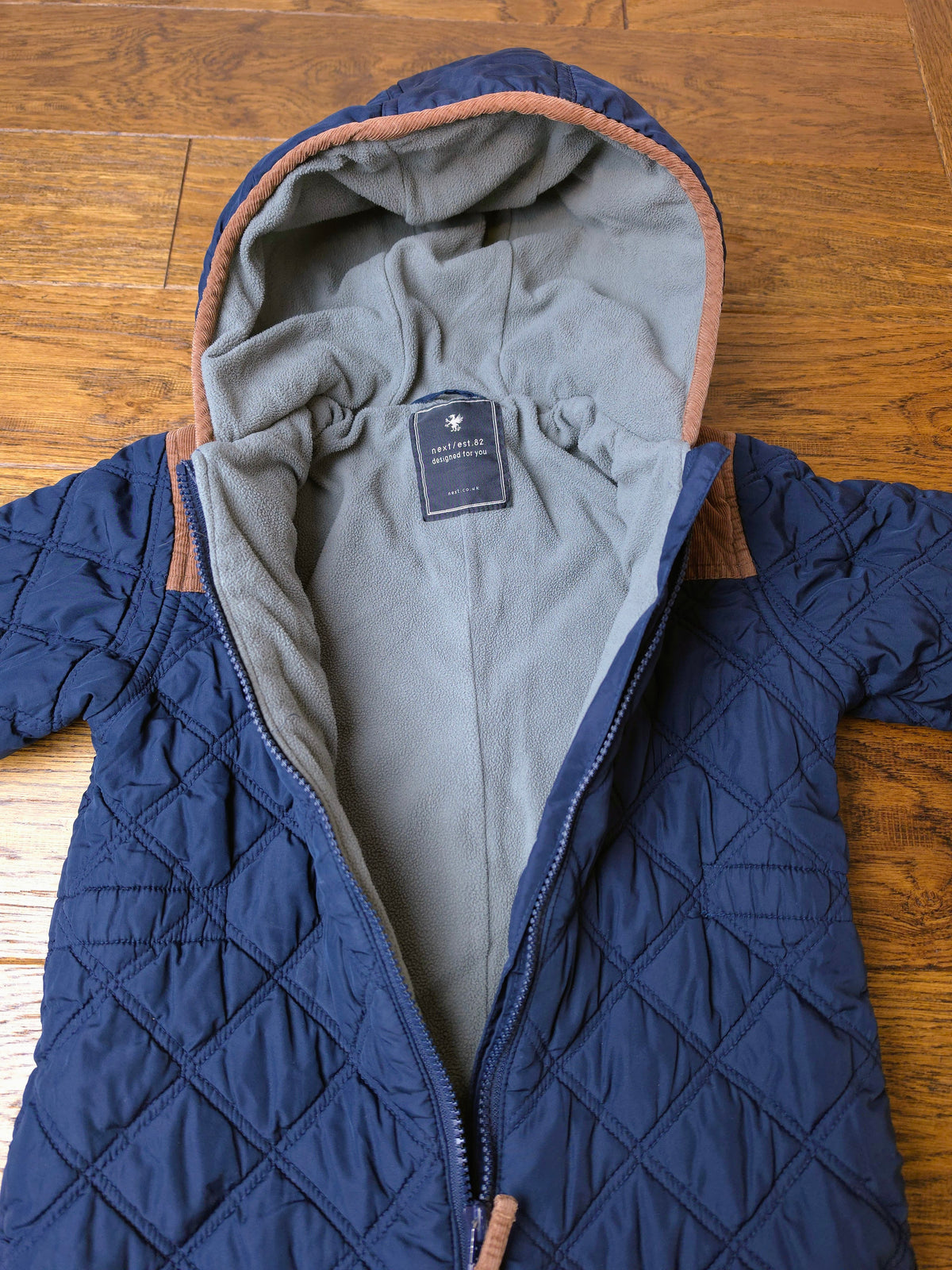 Next Fleece Lined Quilted Snowsuit Pramsuit 2-3 Years.