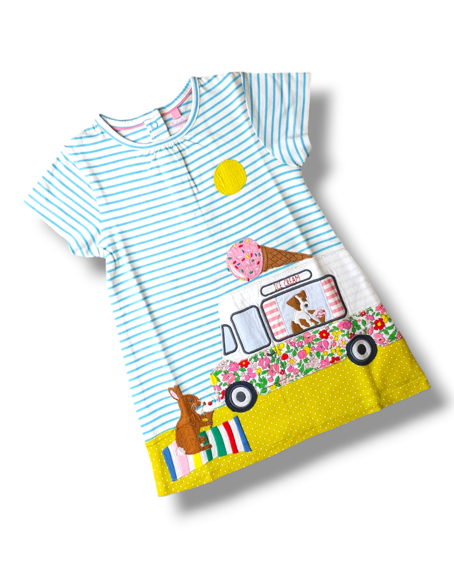 Boden Ice Cream Van Applique Dress 0-3 Months, 3-6 Months, 6-9 Months, 12-18 Months, 18-24 Months, 2-3 Years, 3-4 Years