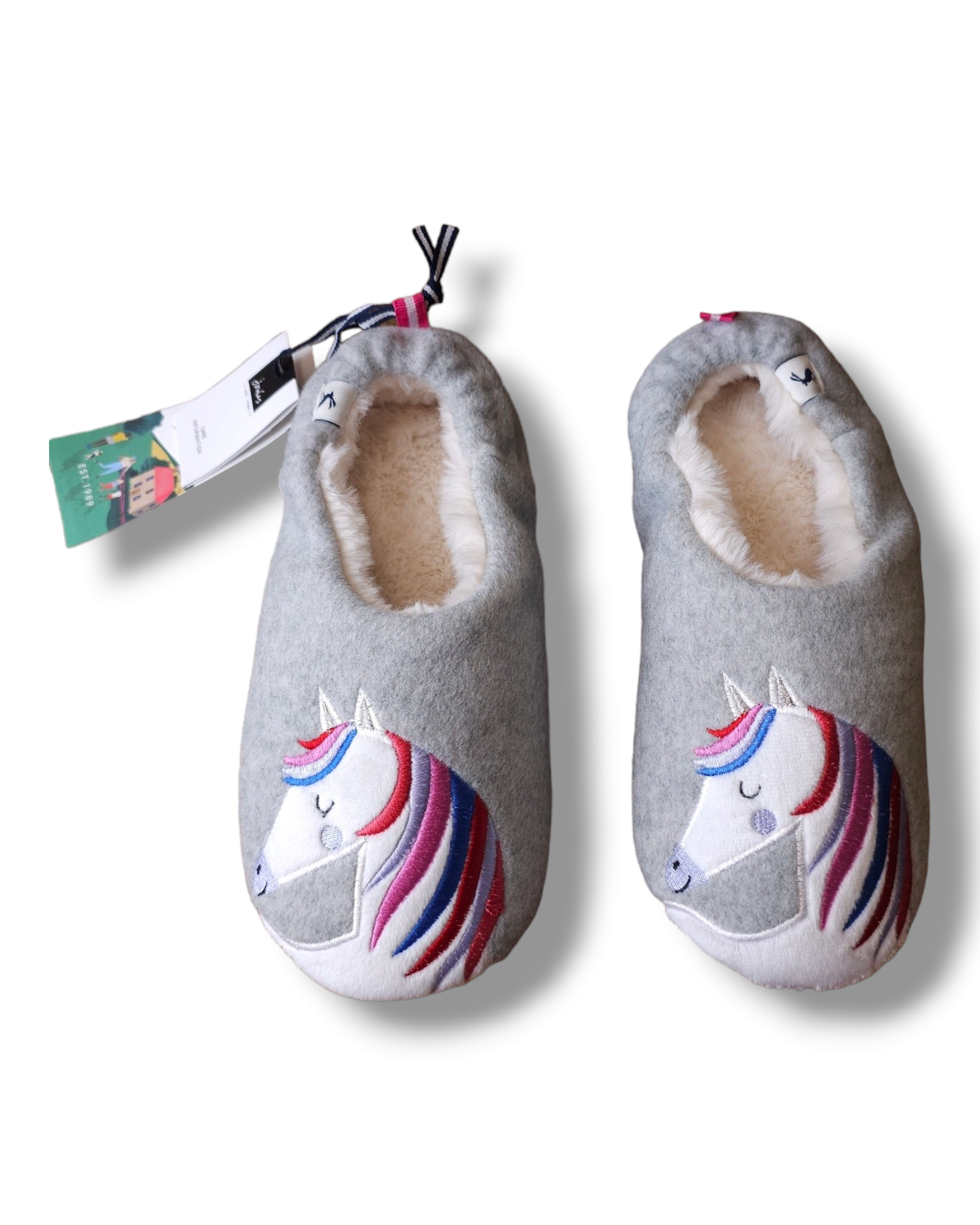 Joules Rainbow Horse Slippers UK 3 4 Junior Rednewt Kids