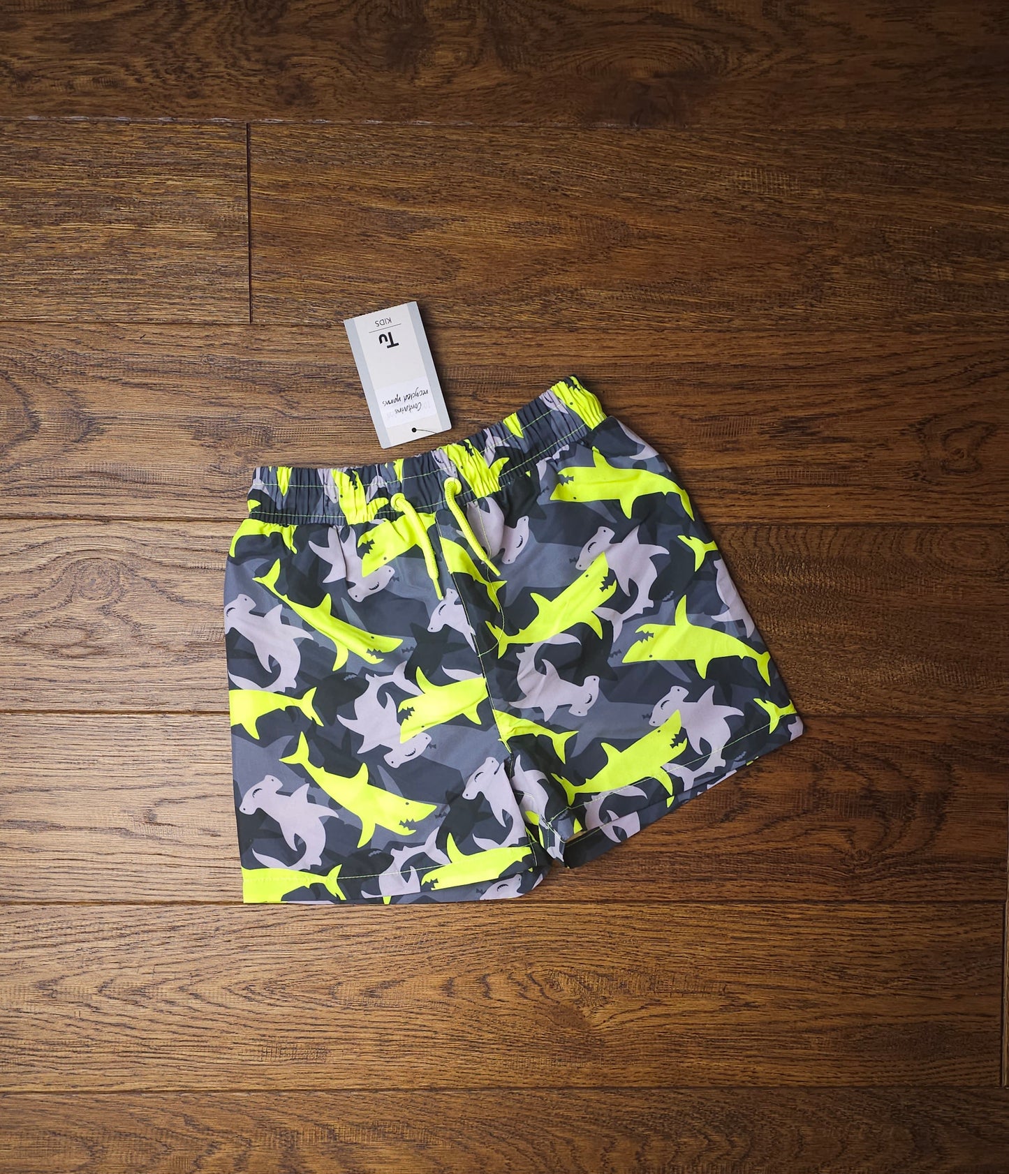 TU Neon Shark Swimming Trunks Shorts 4 Years