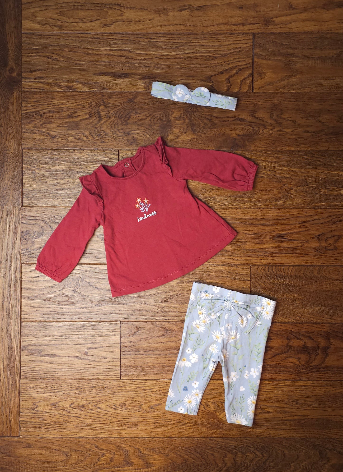 TU Floral Kindness Outfit Set With Matching Headband Bow 0-3 Months