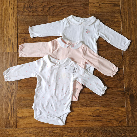 Next 3x Collared Floral Bodysuits 6-9 Months, 9-12 Months, 12-18 Months, 18-24 Months