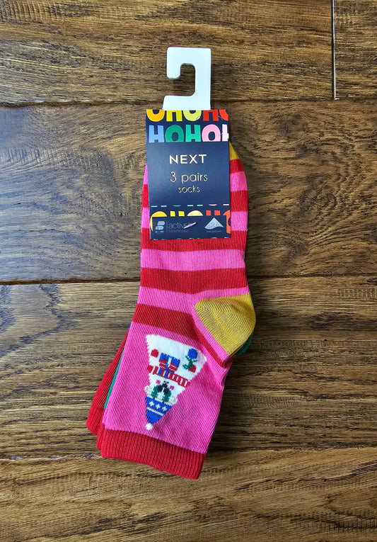 Next 3x Christmas Socks UK 3-5.5 Infant, UK 6-8.5 Infant