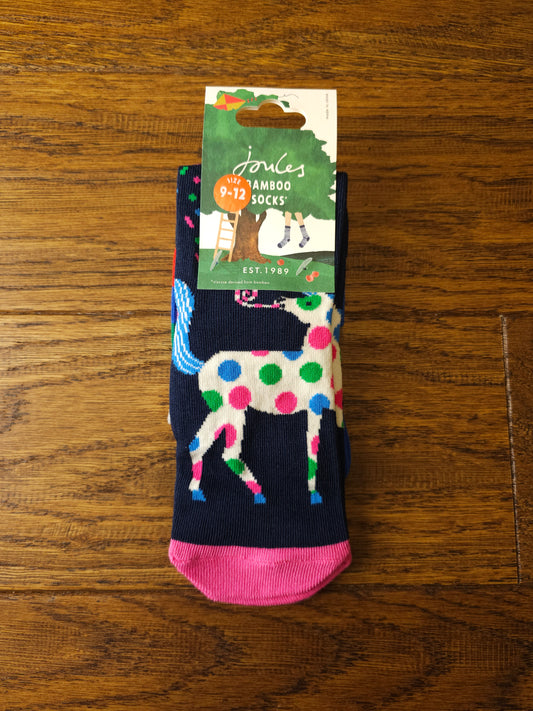 Joules 2x Party Horse and Stripe Bamboo Socks UK 6-8.5 Infant, UK 9-12 Infant