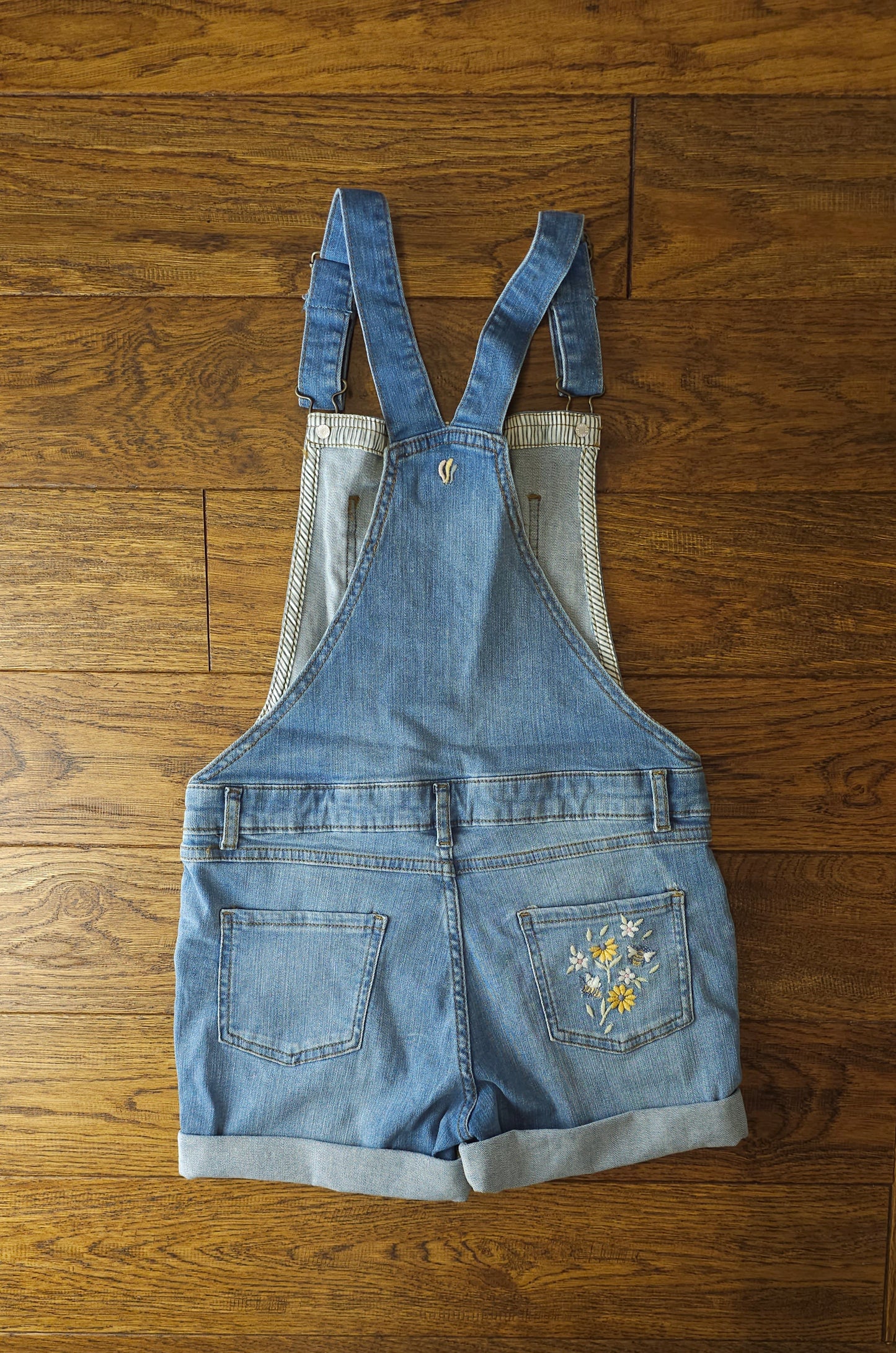 FatFace Embroidered Flower Bee Short Dungarees