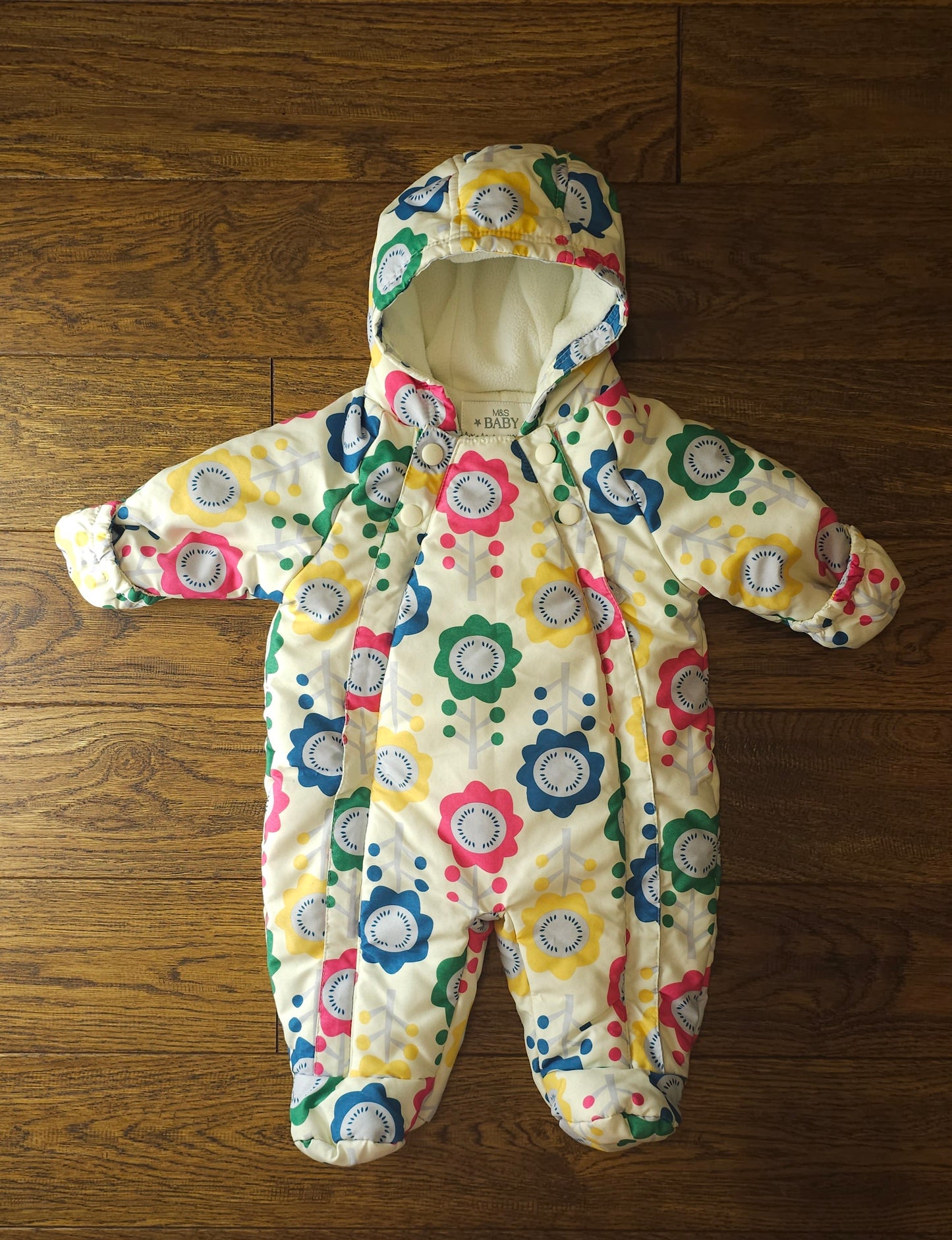 Marks and Spencer Flower Snowsuit Pramsuit 0-3 Months, 9-12 Months