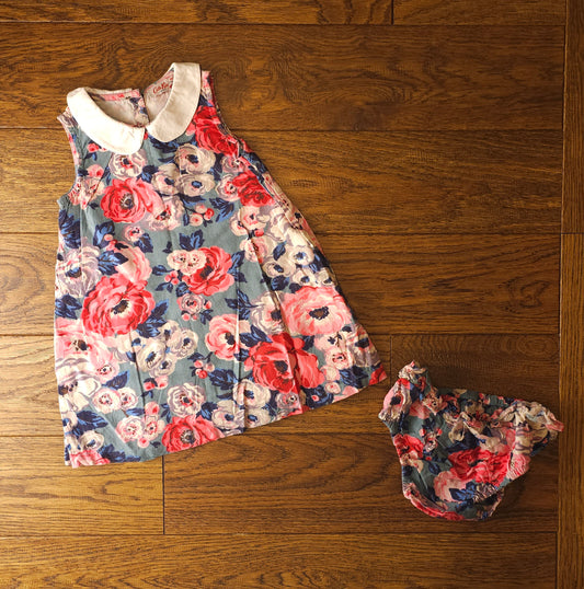 Cath Kidston Collared Floral Dress With Matching Bloomers