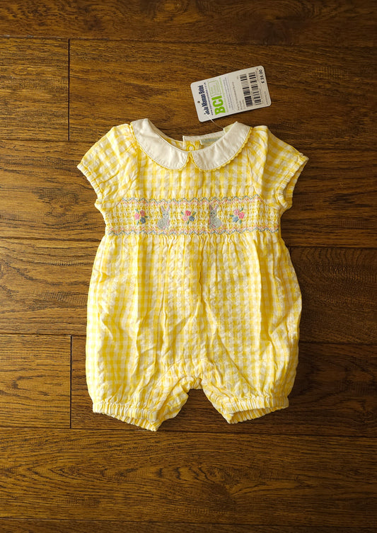 Jojo Maman Embroidered Easter Bunny Gingham Romper