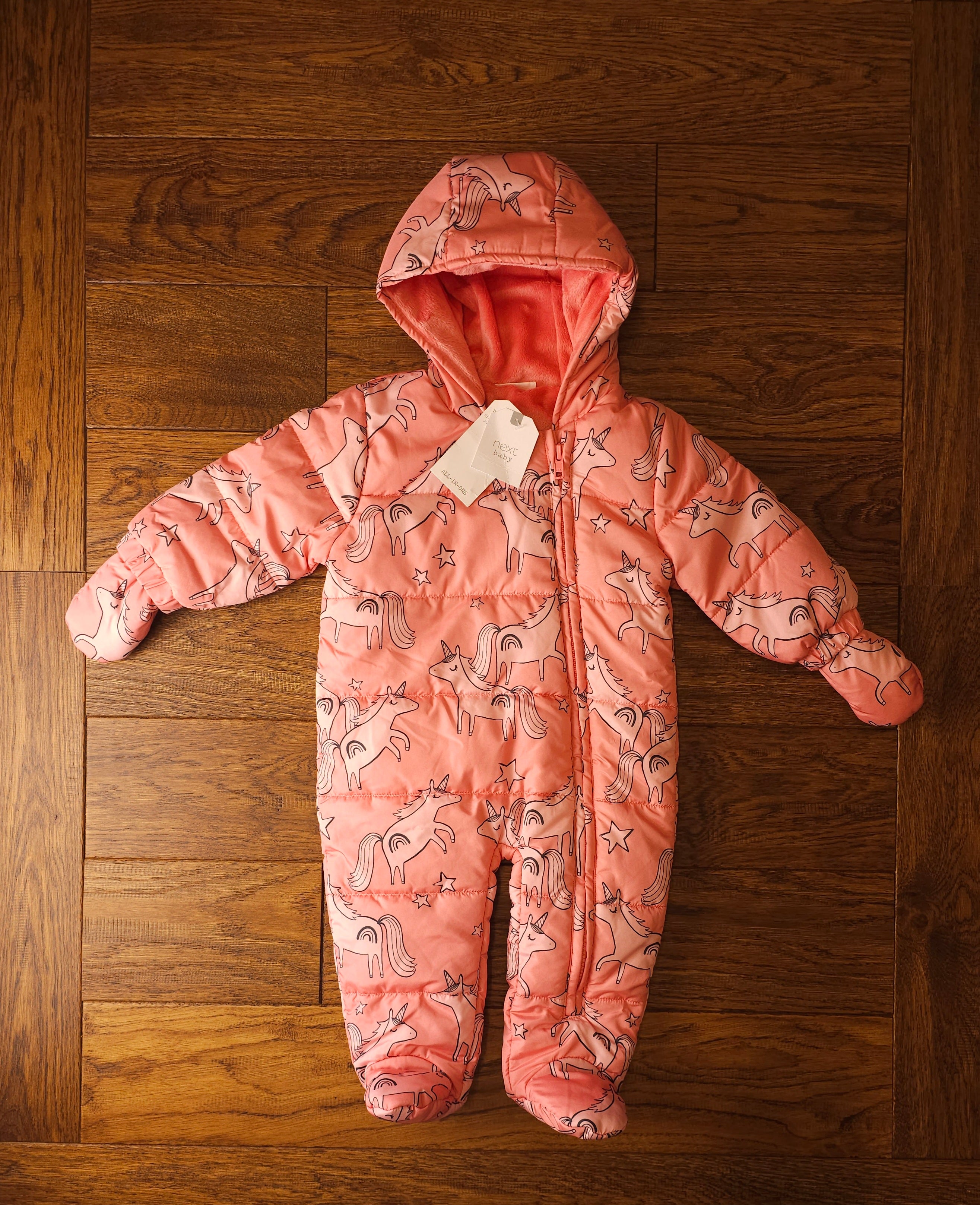 Next Unicorn Snowsuit Pramsuit 6 9 Months Rednewt Kids