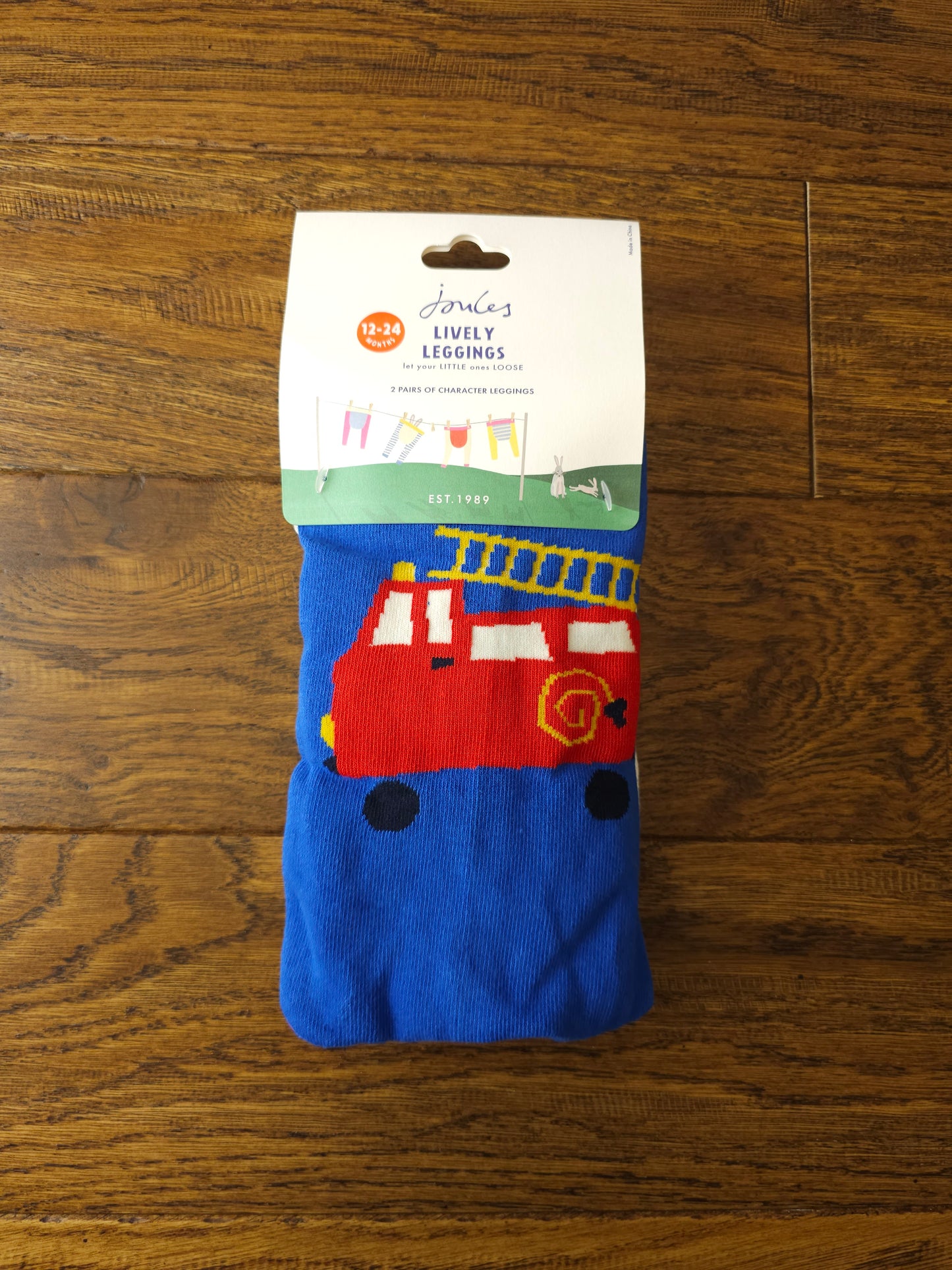 Joules 2x Lively Leggings Fire Engine Vehicles