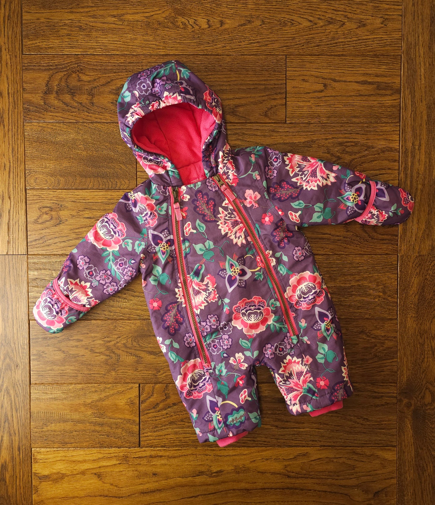 Joules Floral Snowsuit Pramsuit 0-3 Months