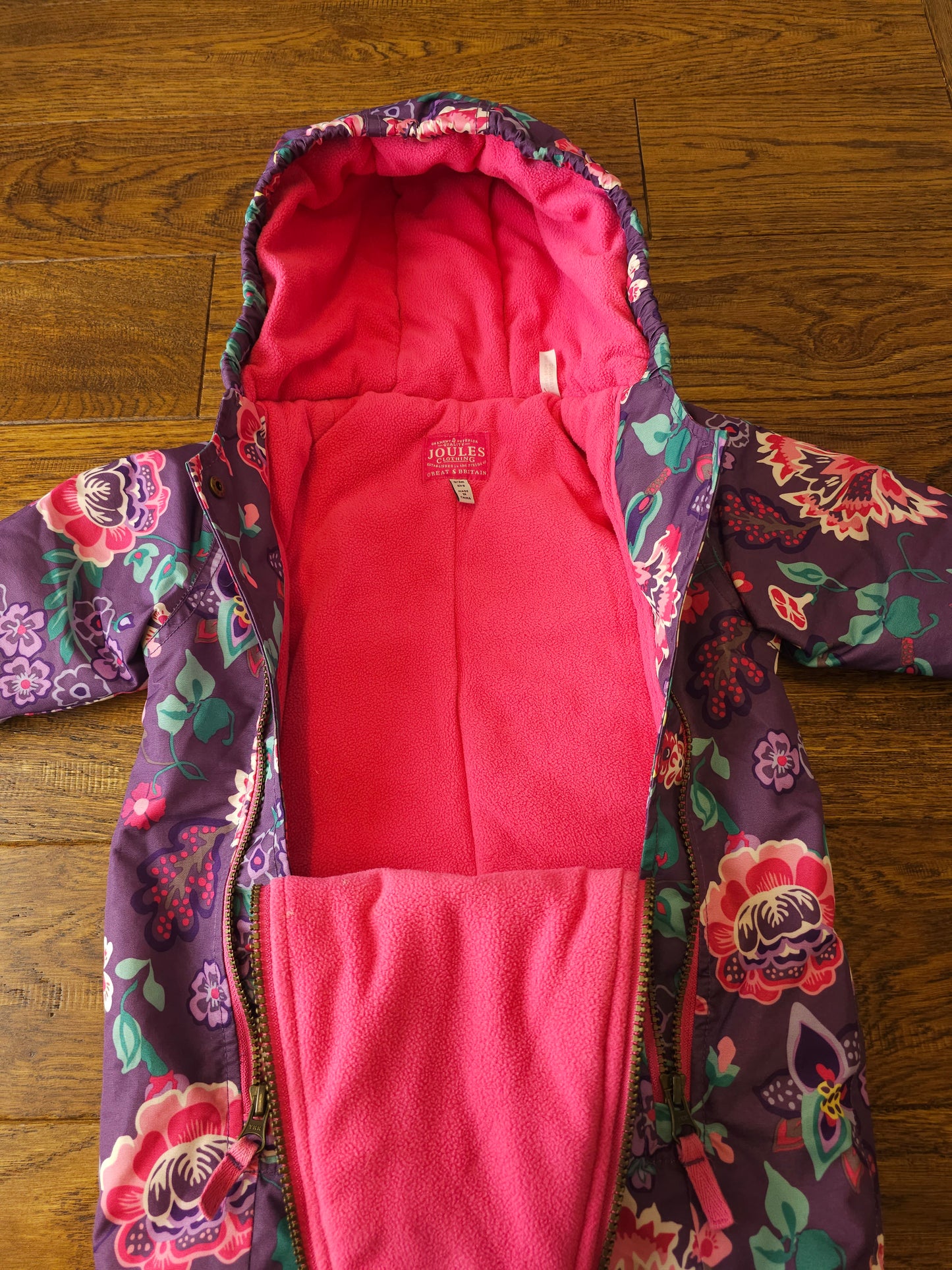 Joules Floral Snowsuit Pramsuit 0-3 Months