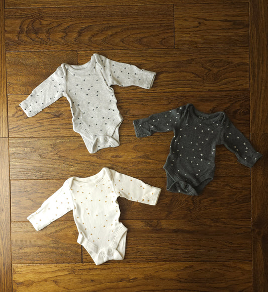 Marks and Spencer 3x Starry Body Suits Tiny Baby