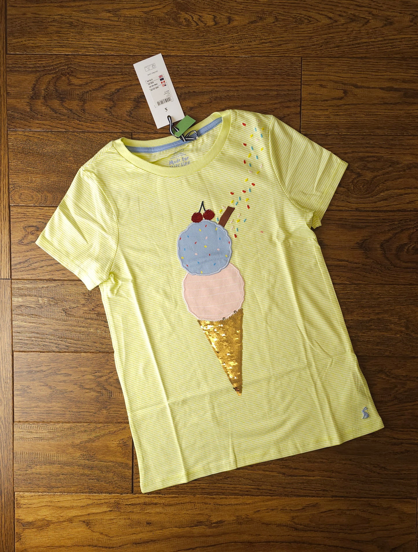 Joules Ice Cream Sequin Interactive T-Shirt 11-12 Years