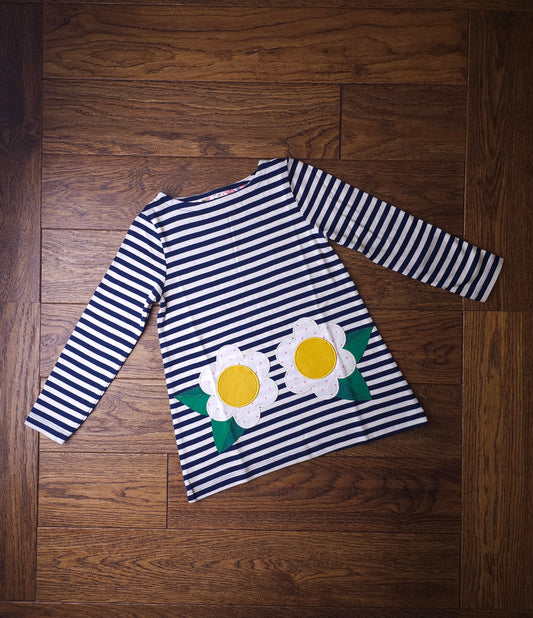 Boden Striped Flower Pocket Tunic Top 4-5 Years, 8-9 Years