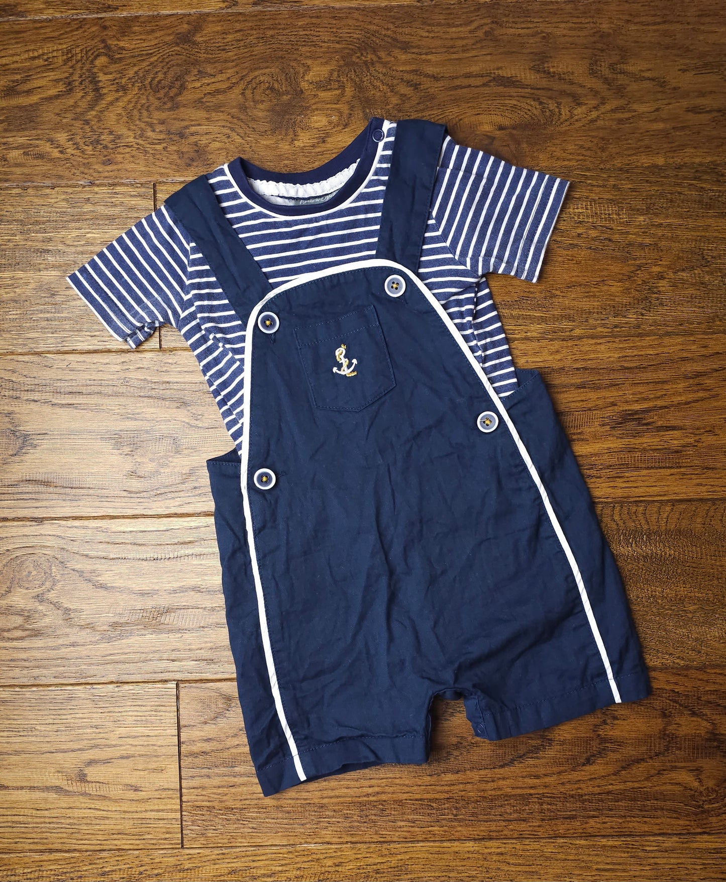 Rock a Bye Baby Boutique Sailor Dungaree Outfit 6-9 Months.