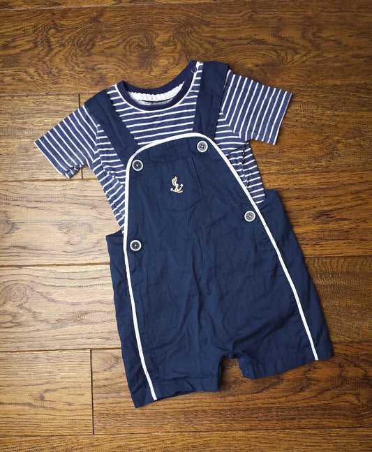 Rock a Bye Baby Boutique Sailor Dungaree Outfit 6-9 Months.