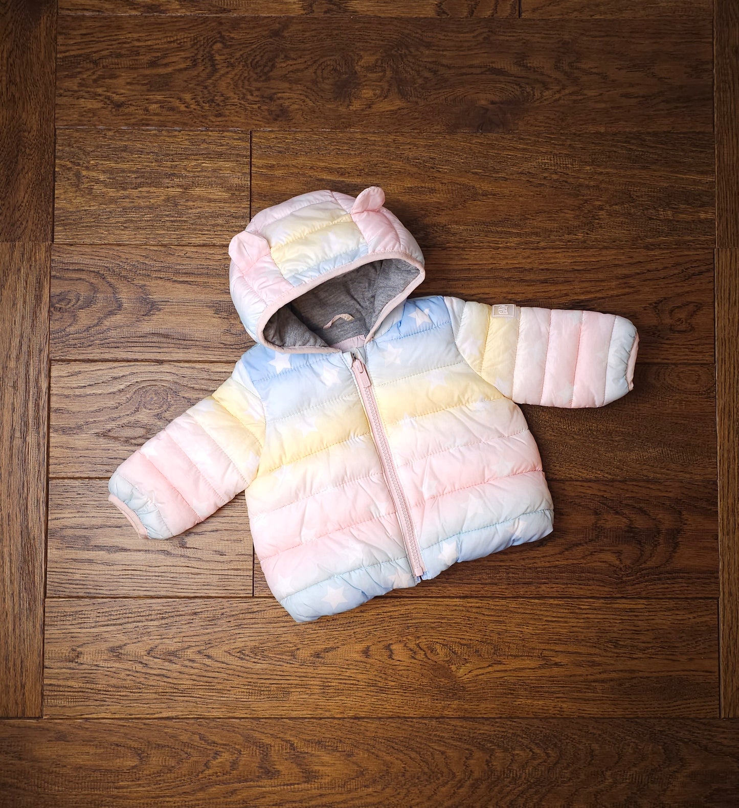 GAP Starry Rainbow Puffer Coat 0-6 Months